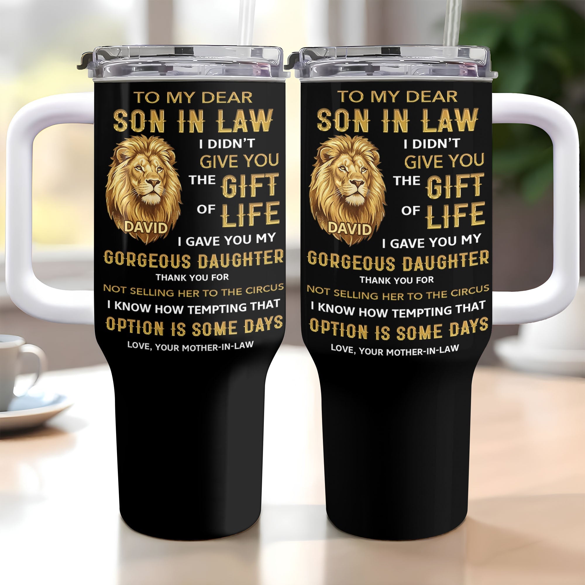 Personalized 40oz Tumbler Custom Gift for Son-in-Law 40oz Tumbler GradoCreations