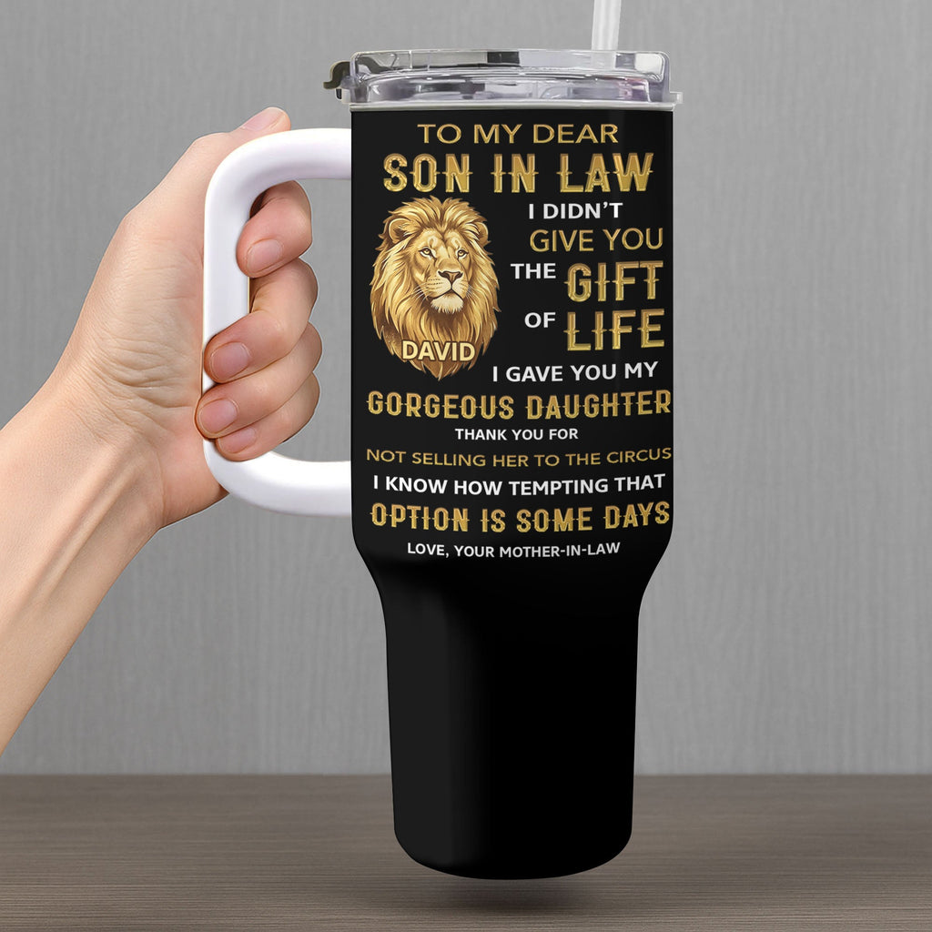 Personalized 40oz Tumbler Custom Gift for Son-in-Law 40oz Tumbler GradoCreations