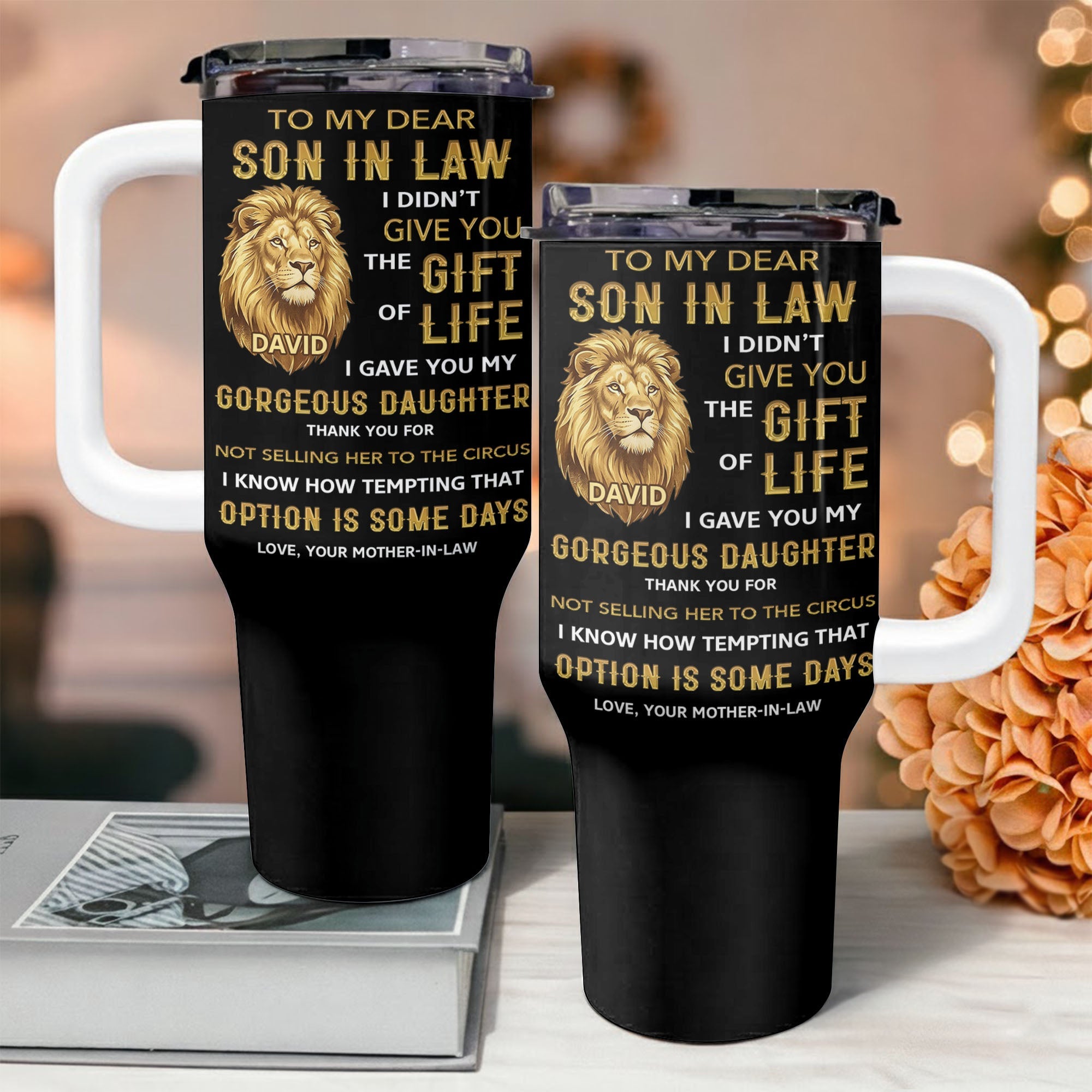 Personalized 40oz Tumbler Custom Gift for Son-in-Law 40oz Tumbler GradoCreations