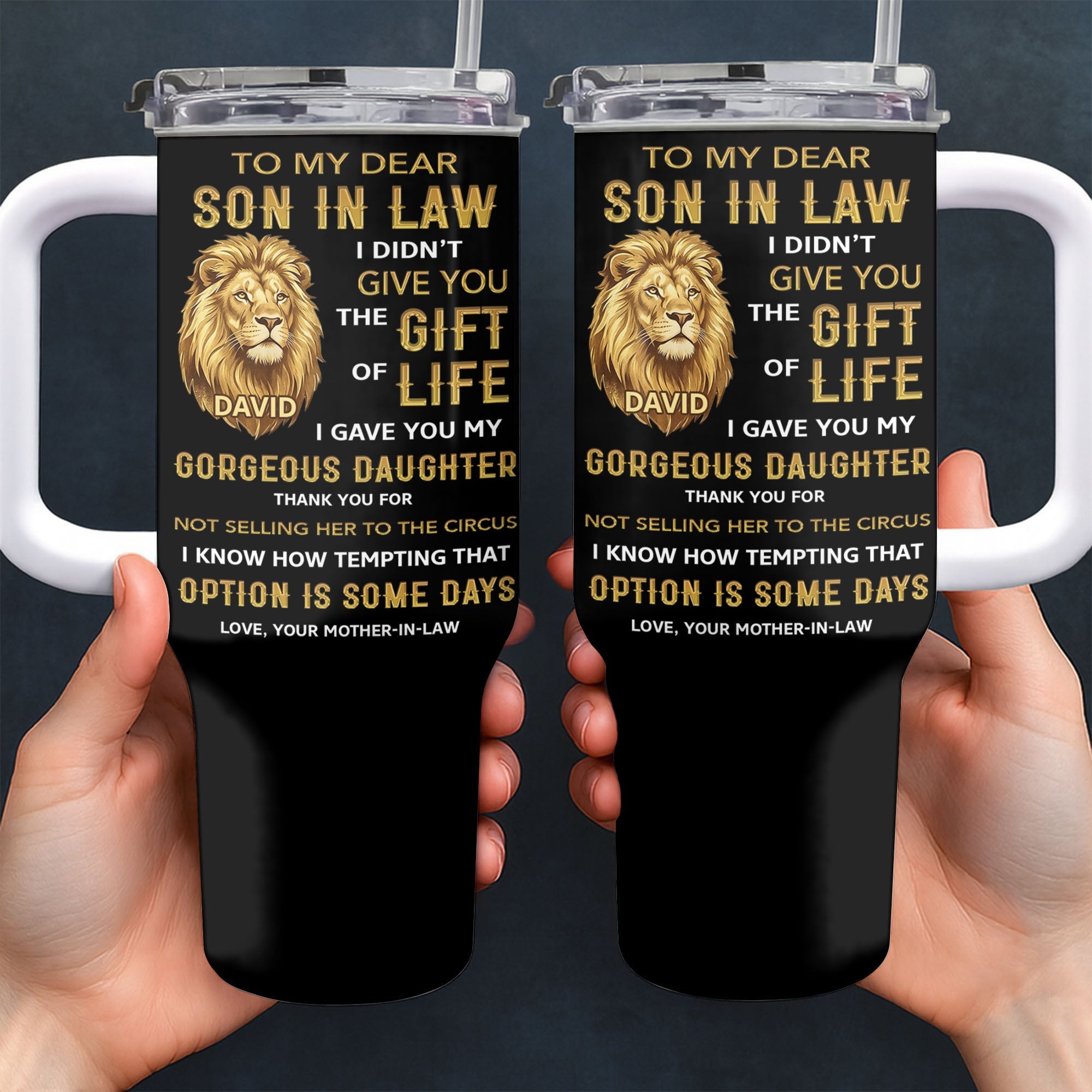 Personalized 40oz Tumbler Custom Gift for Son-in-Law 40oz Tumbler GradoCreations