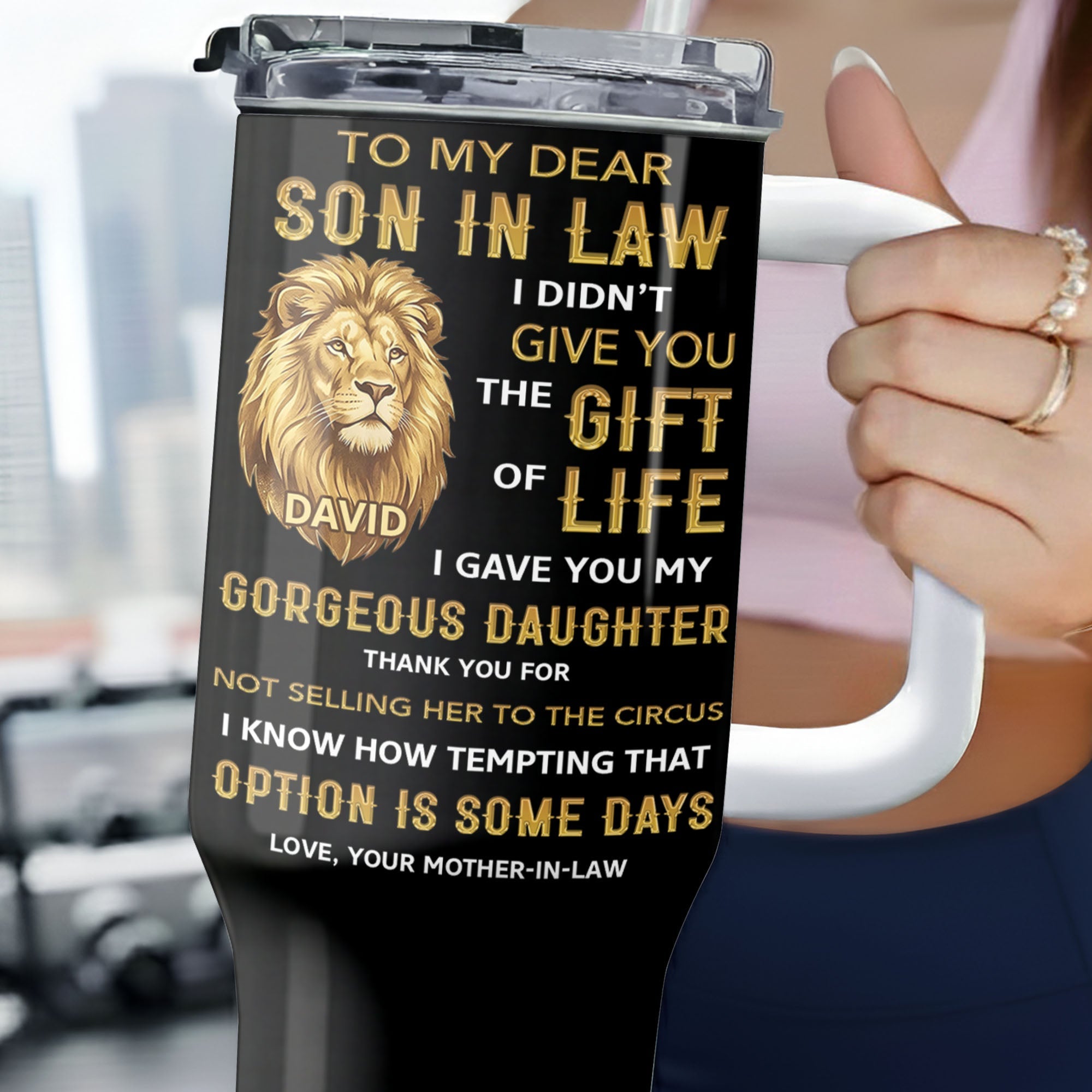 Personalized 40oz Tumbler Custom Gift for Son-in-Law 40oz Tumbler GradoCreations