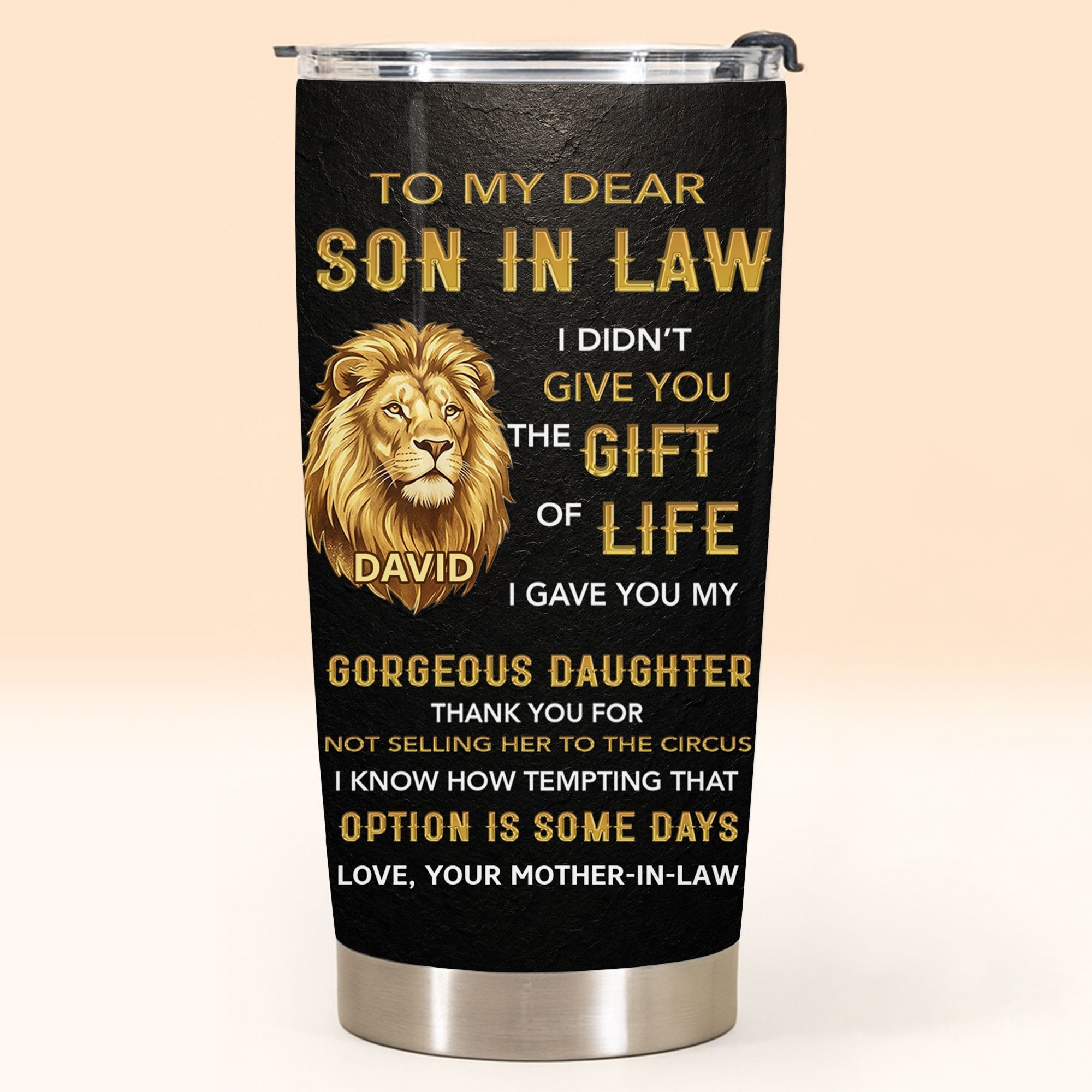 Personalized 20oz Stainless Steel Tumbler Gift for Son-in-Law 20oz Tumbler GradoCreations
