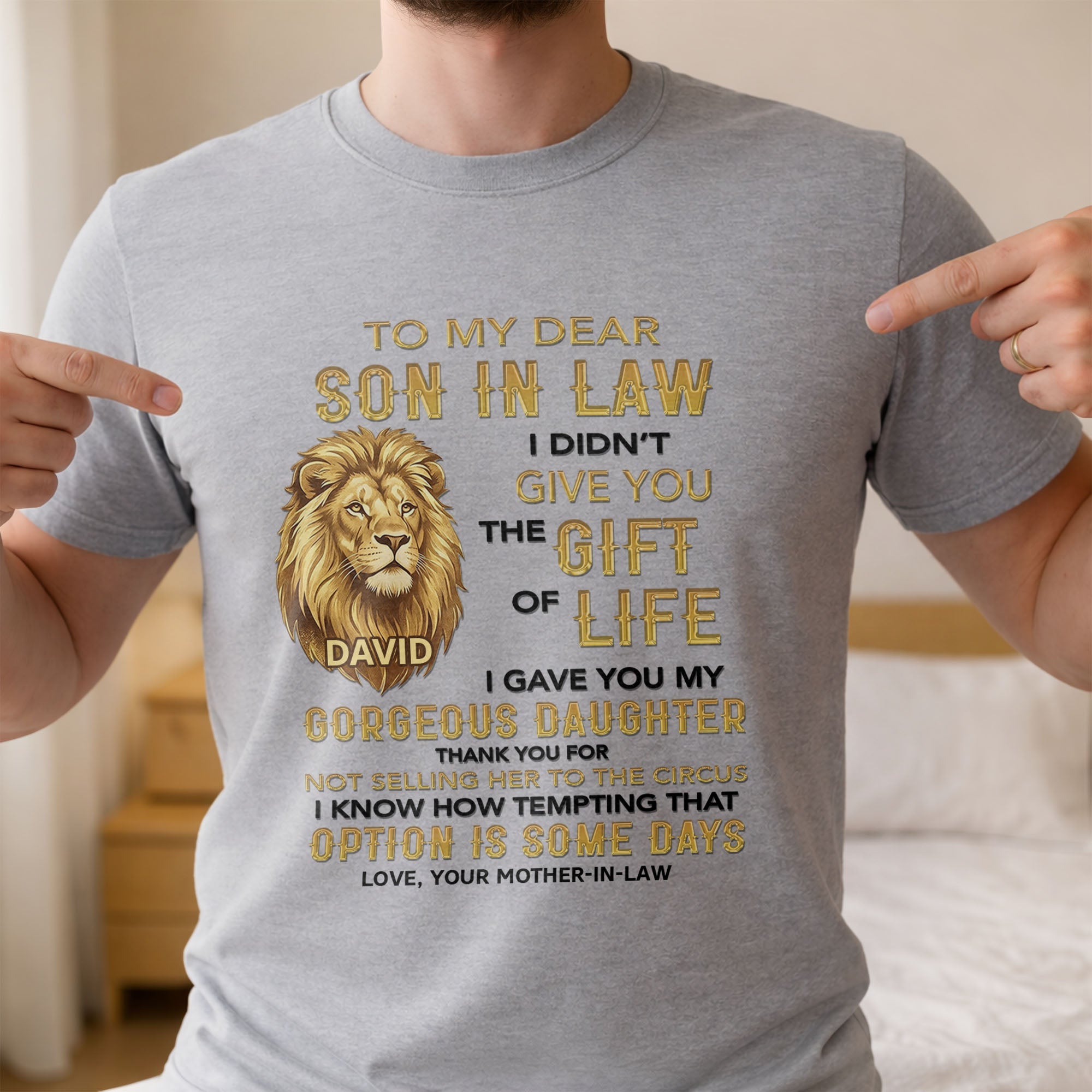 Personalized Lion Portrait Unisex T-shirt Hoodie Gift for Son-in-Law Shirt GradoCreations