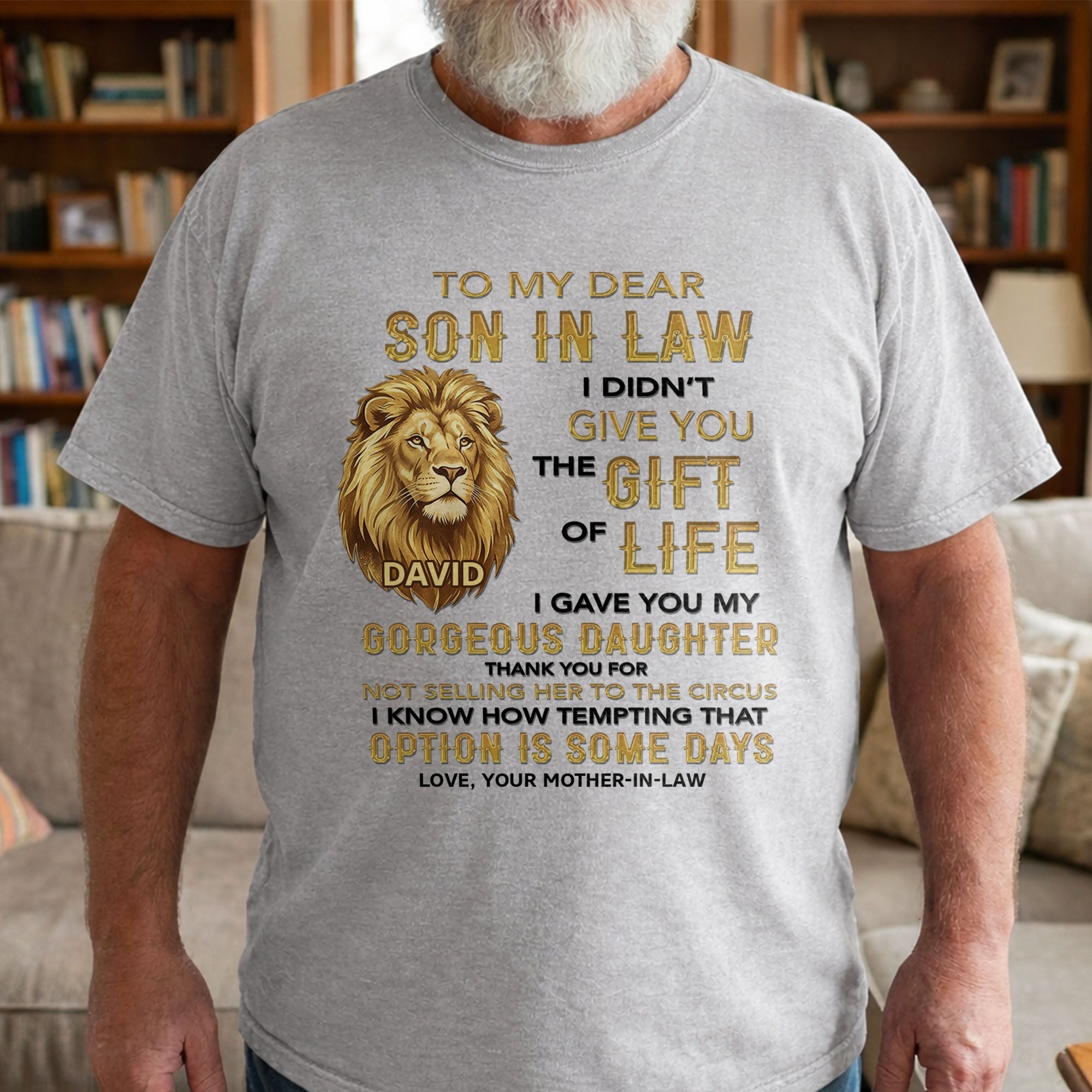 Personalized Lion Portrait Unisex T-shirt Hoodie Gift for Son-in-Law Shirt GradoCreations