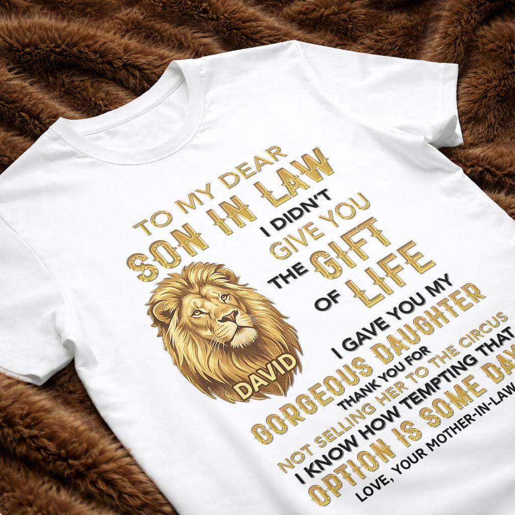 Personalized Lion Portrait Unisex T-shirt Hoodie Gift for Son-in-Law Shirt GradoCreations