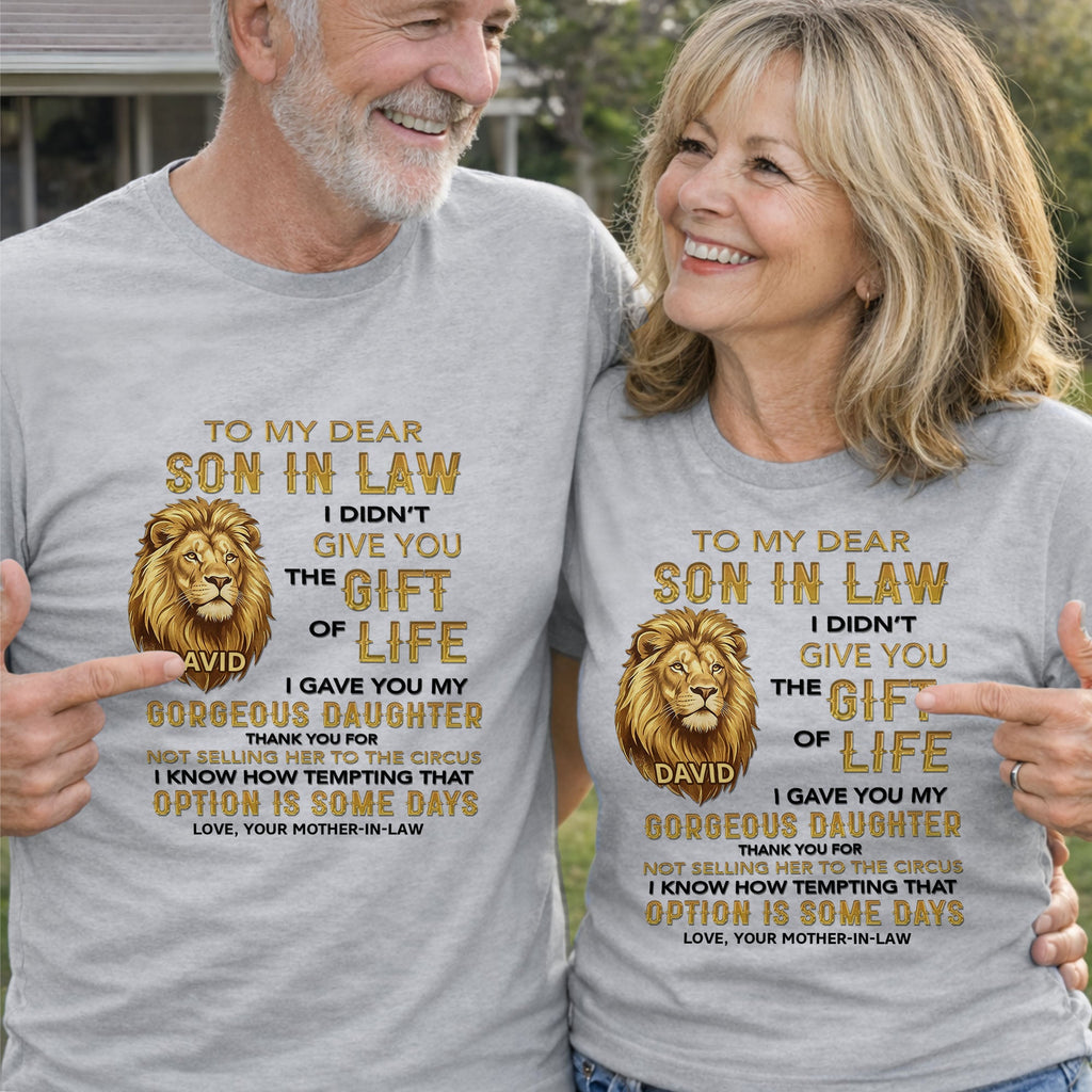 Personalized Lion Portrait Unisex T-shirt Hoodie Gift for Son-in-Law Shirt GradoCreations