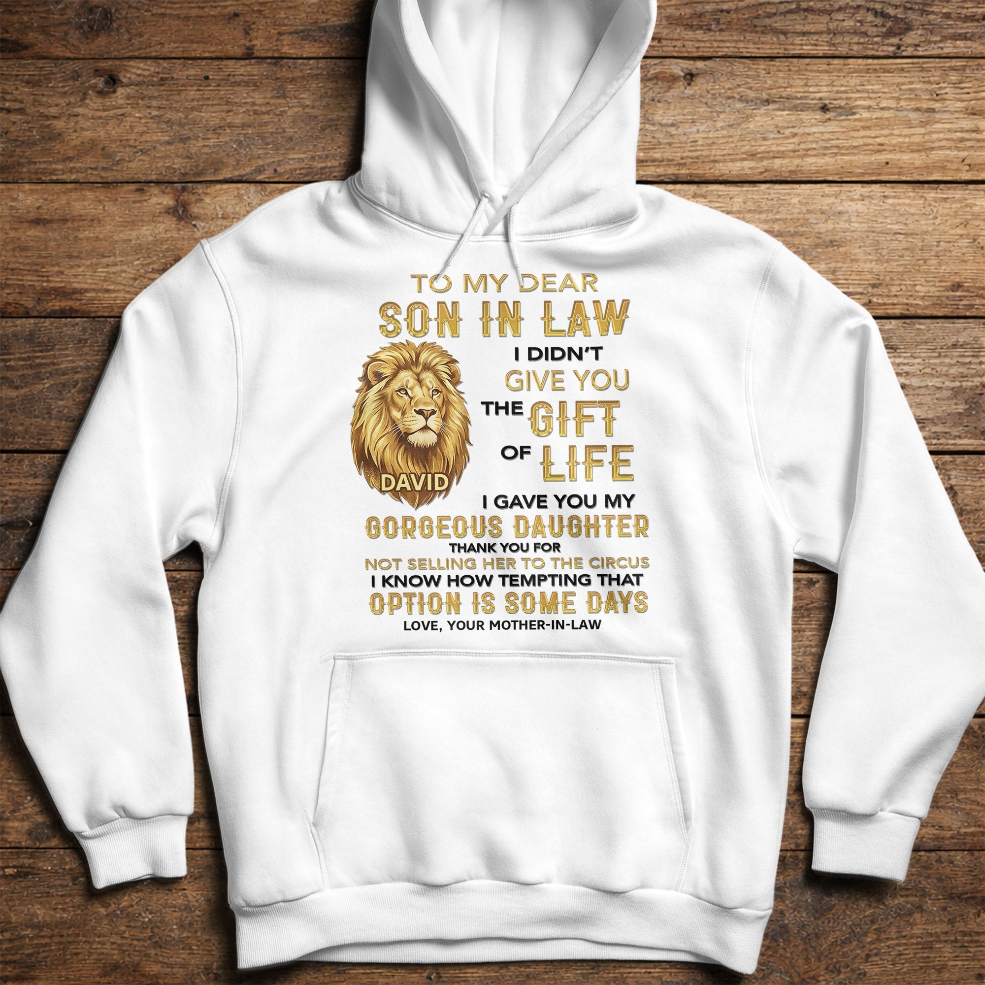Personalized Lion Portrait Unisex T-shirt Hoodie Gift for Son-in-Law Shirt GradoCreations