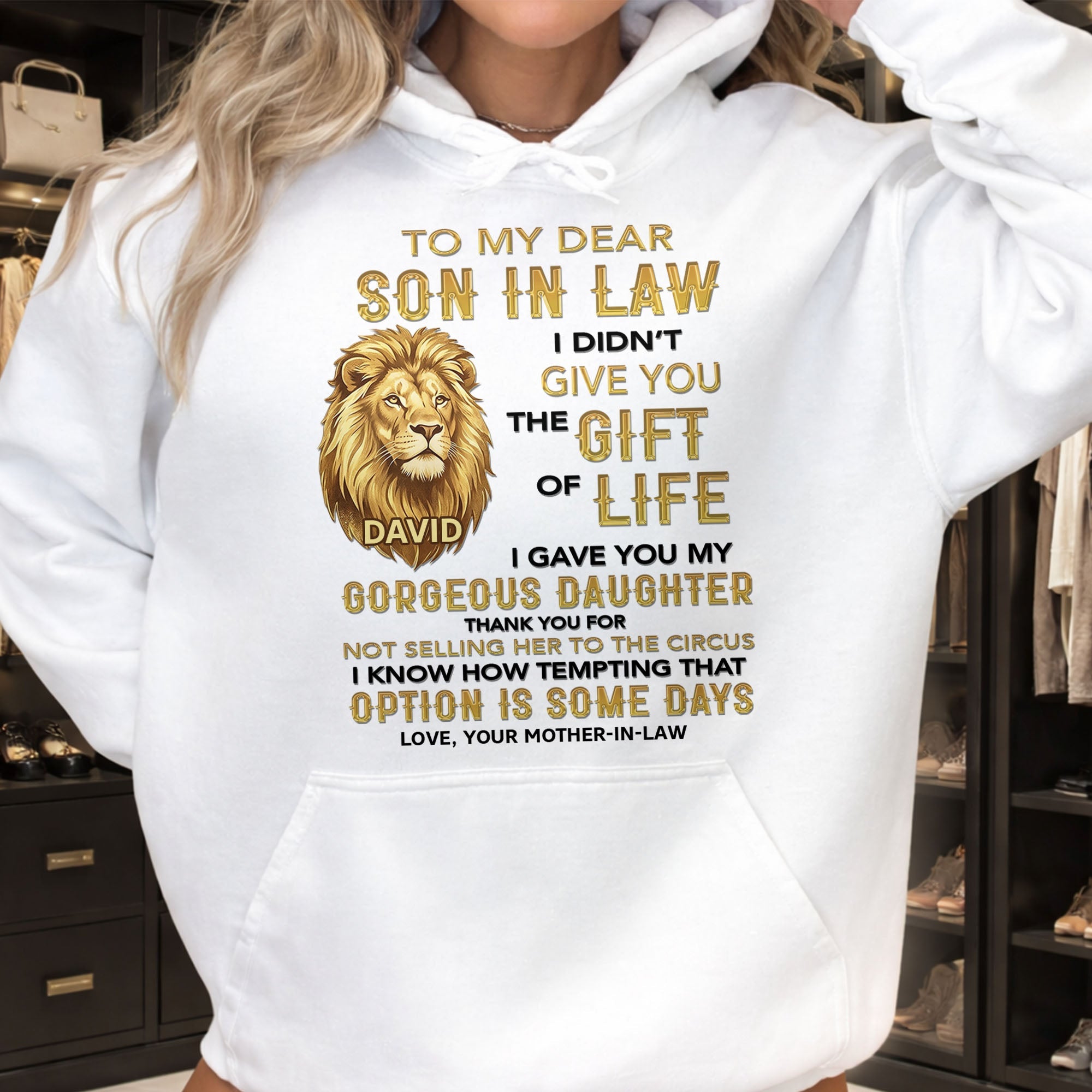 Personalized Lion Portrait Unisex T-shirt Hoodie Gift for Son-in-Law Shirt GradoCreations