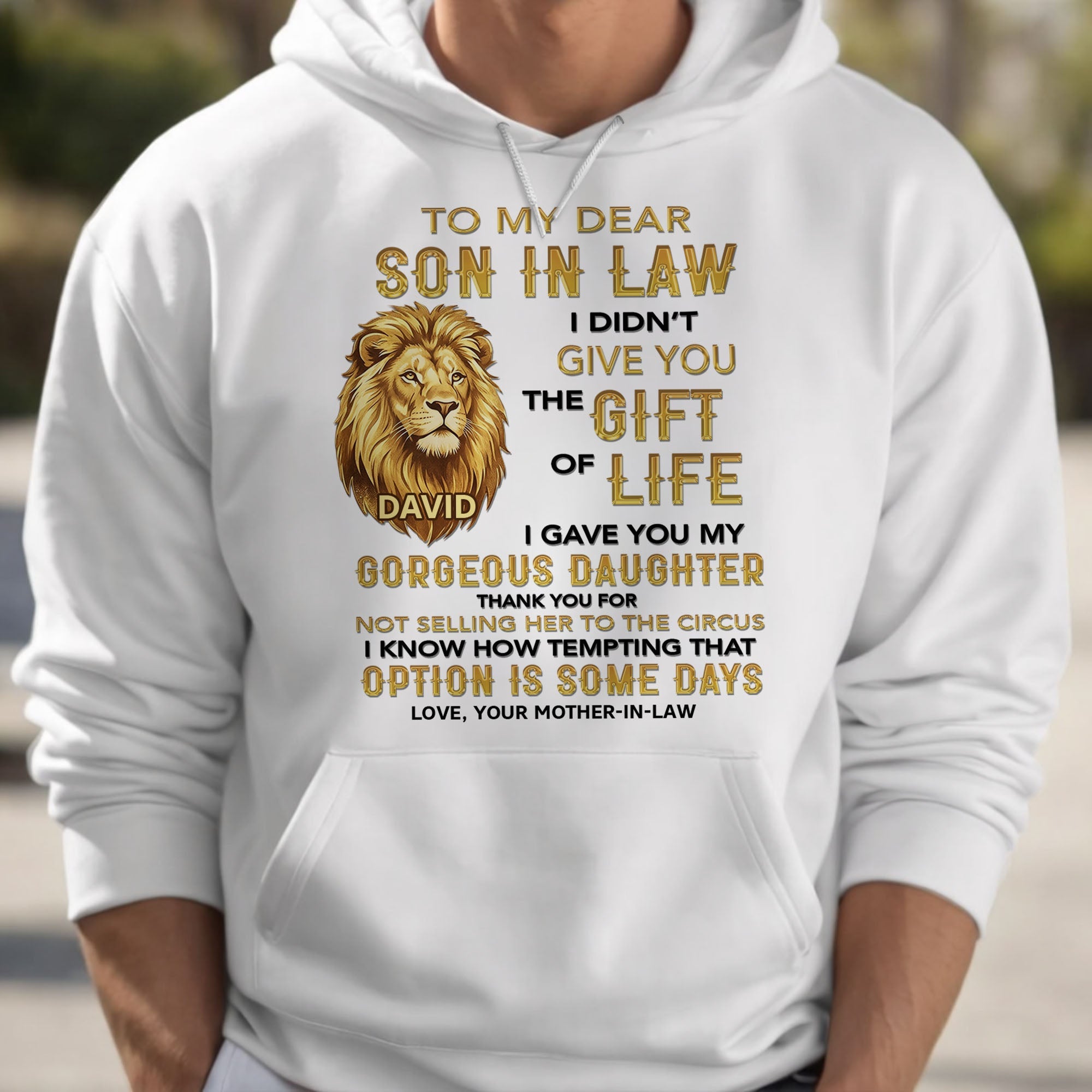 Personalized Lion Portrait Unisex T-shirt Hoodie Gift for Son-in-Law Shirt GradoCreations