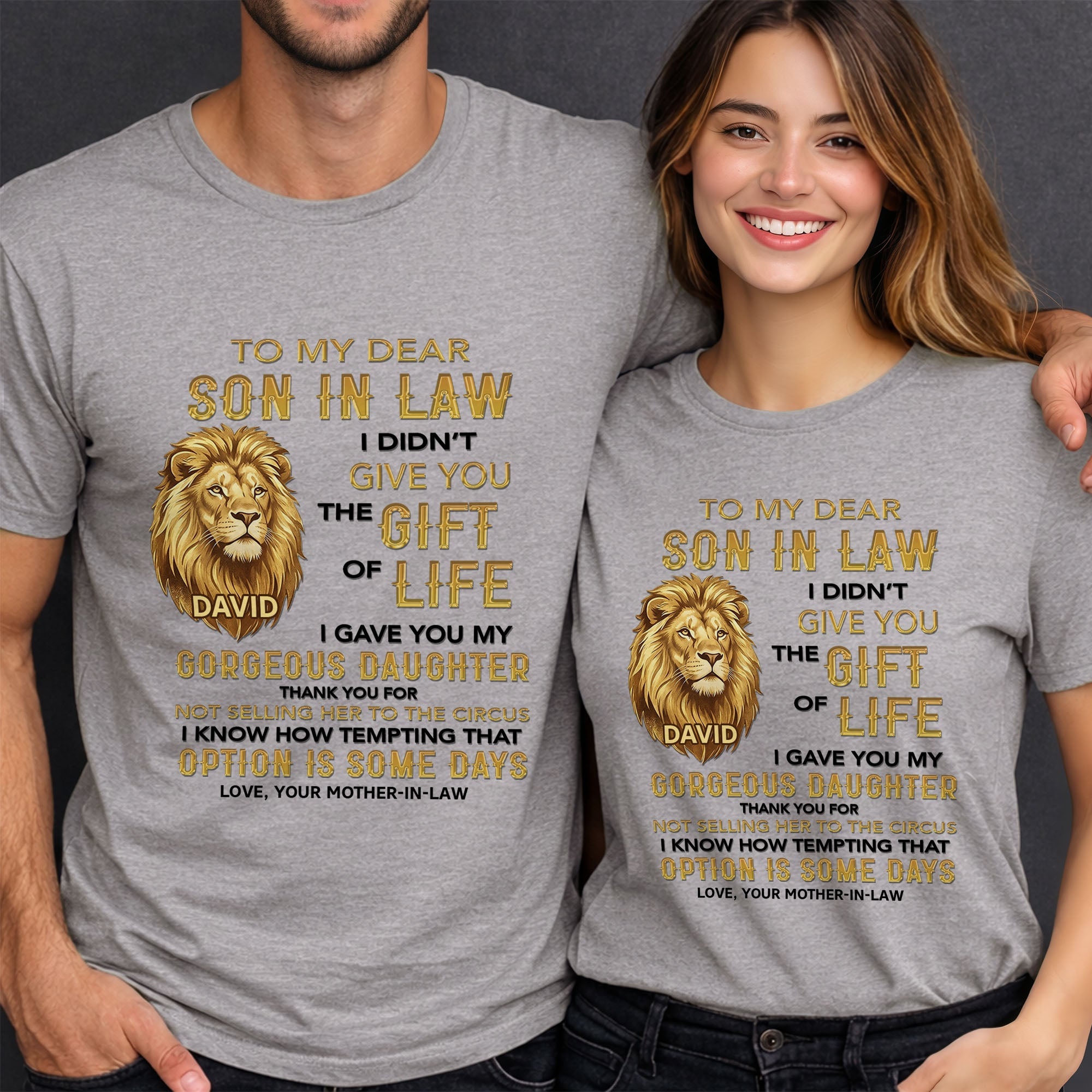 Personalized Lion Portrait Unisex T-shirt Hoodie Gift for Son-in-Law Shirt GradoCreations