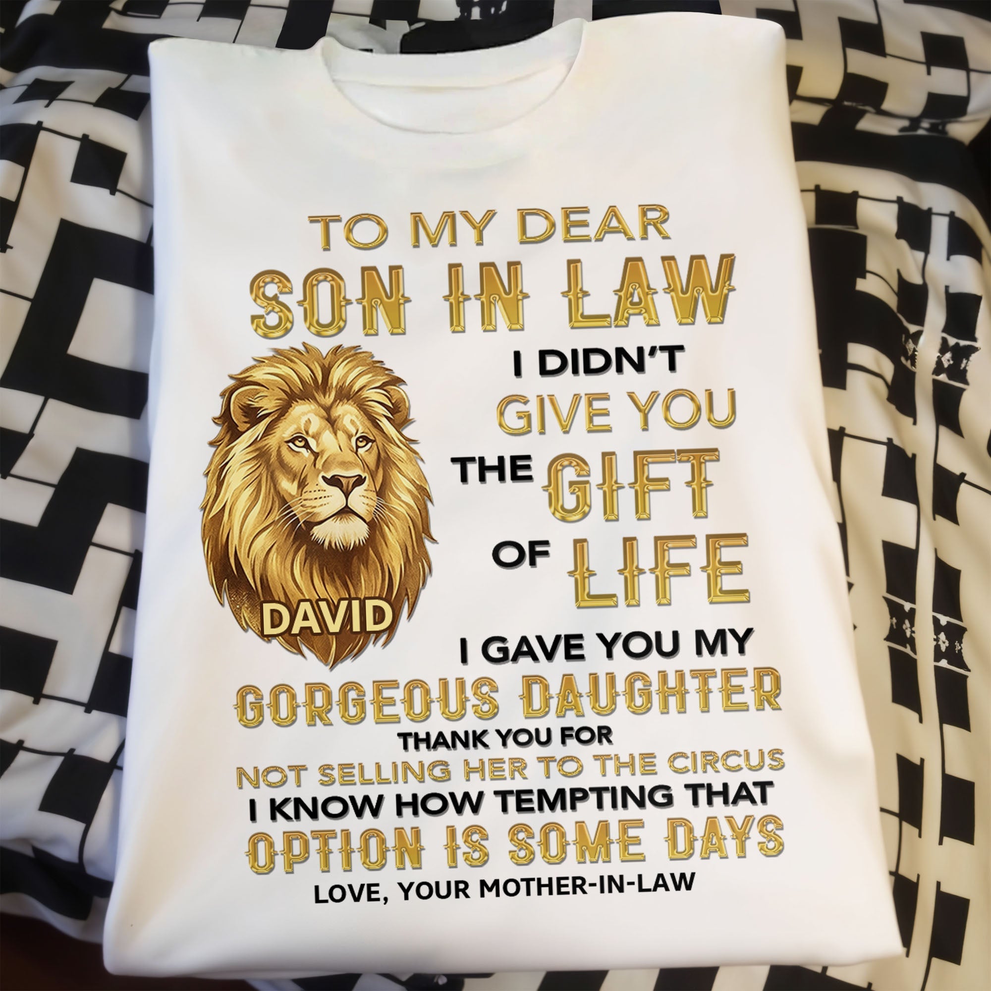 Personalized Lion Portrait Unisex T-shirt Hoodie Gift for Son-in-Law Shirt GradoCreations