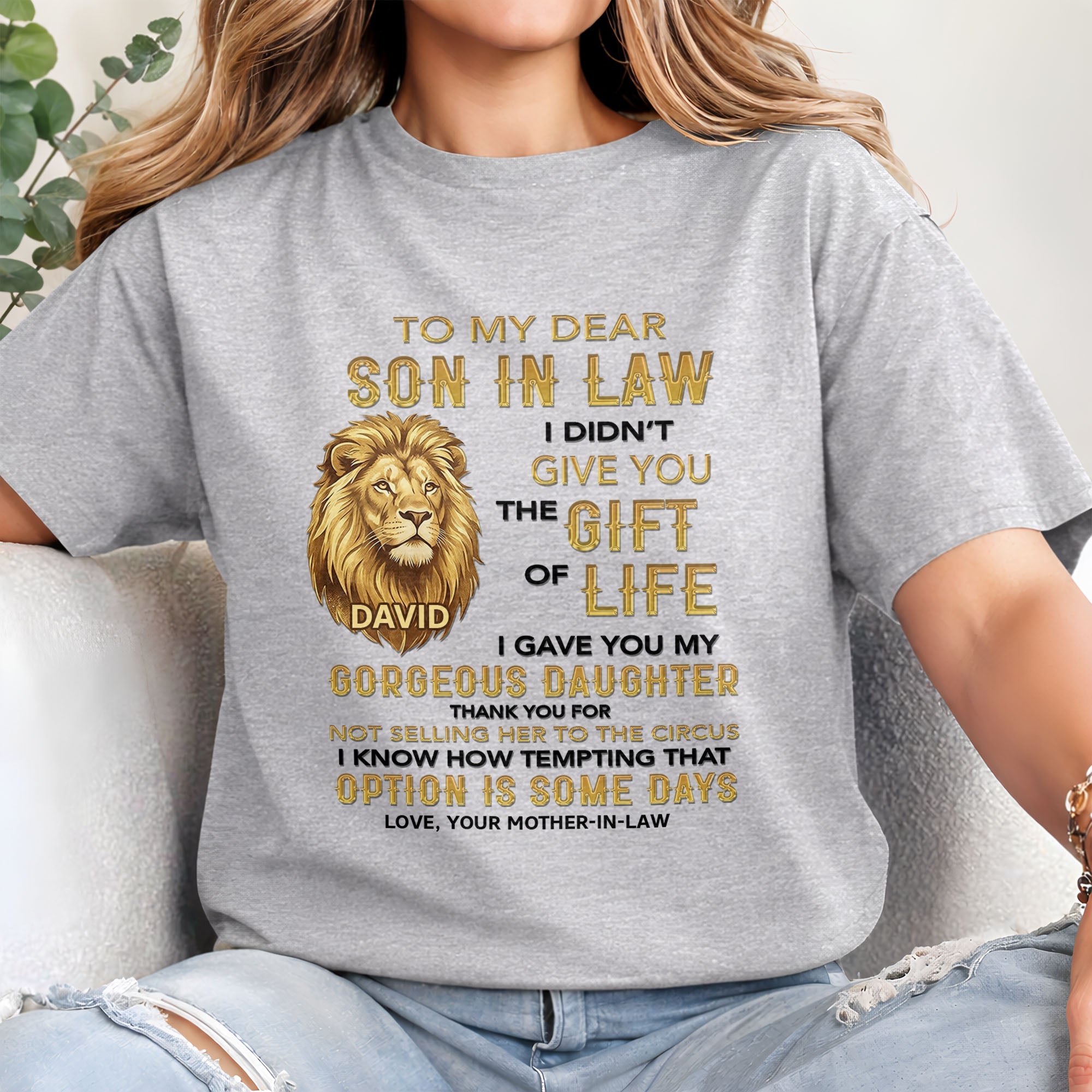 Personalized Lion Portrait Unisex T-shirt Hoodie Gift for Son-in-Law Shirt GradoCreations