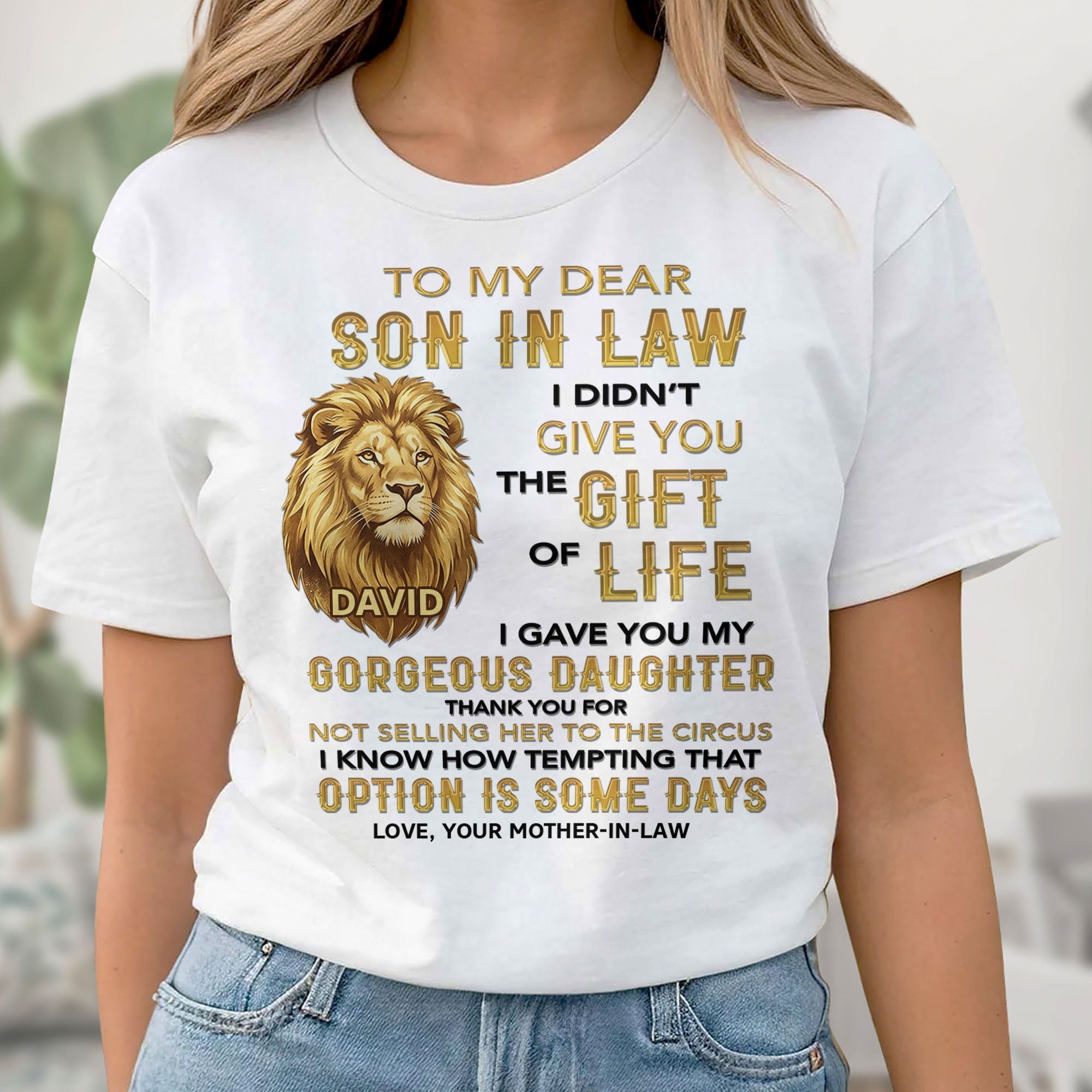 Personalized Lion Portrait Unisex T-shirt Hoodie Gift for Son-in-Law Shirt GradoCreations