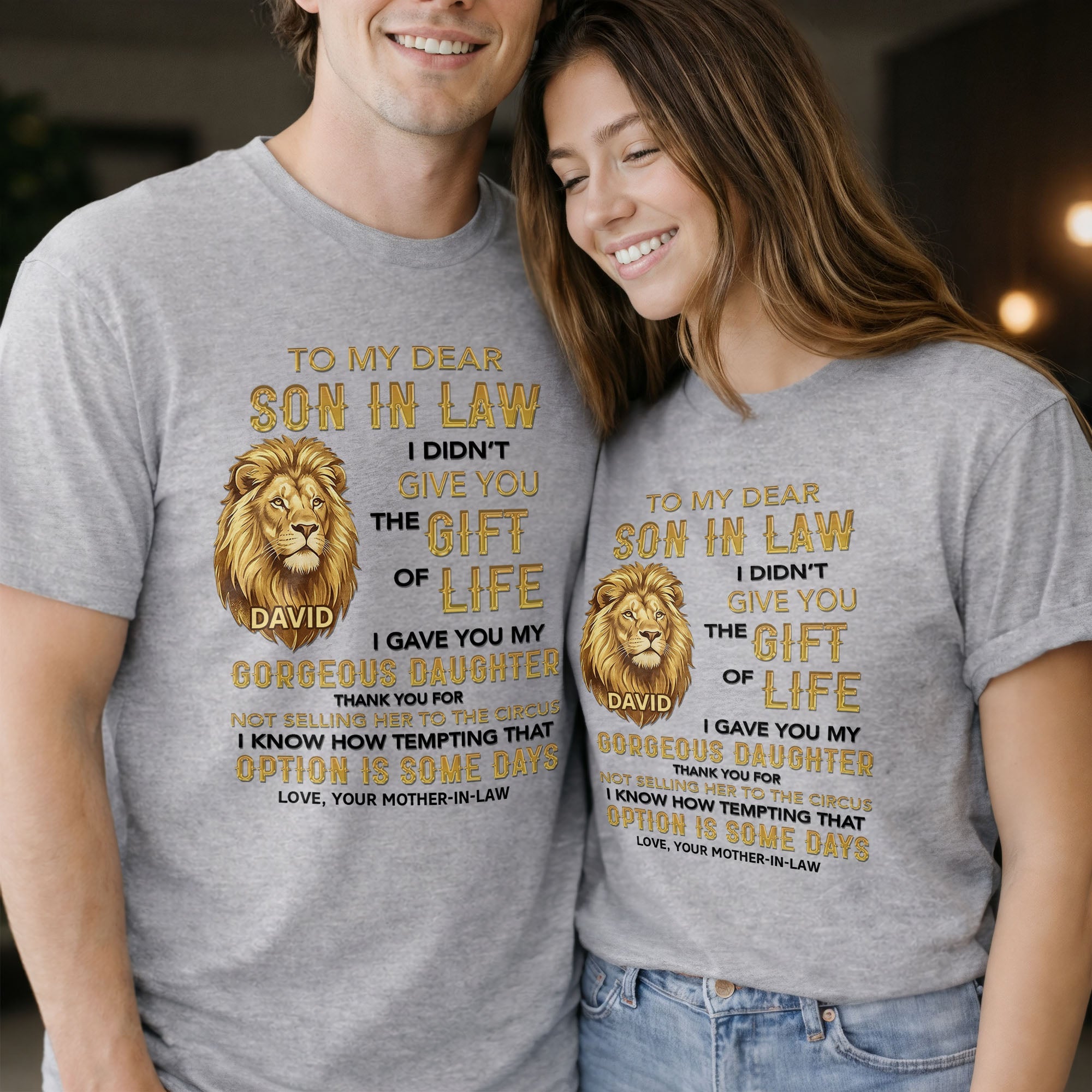 Personalized Lion Portrait Unisex T-shirt Hoodie Gift for Son-in-Law Shirt GradoCreations