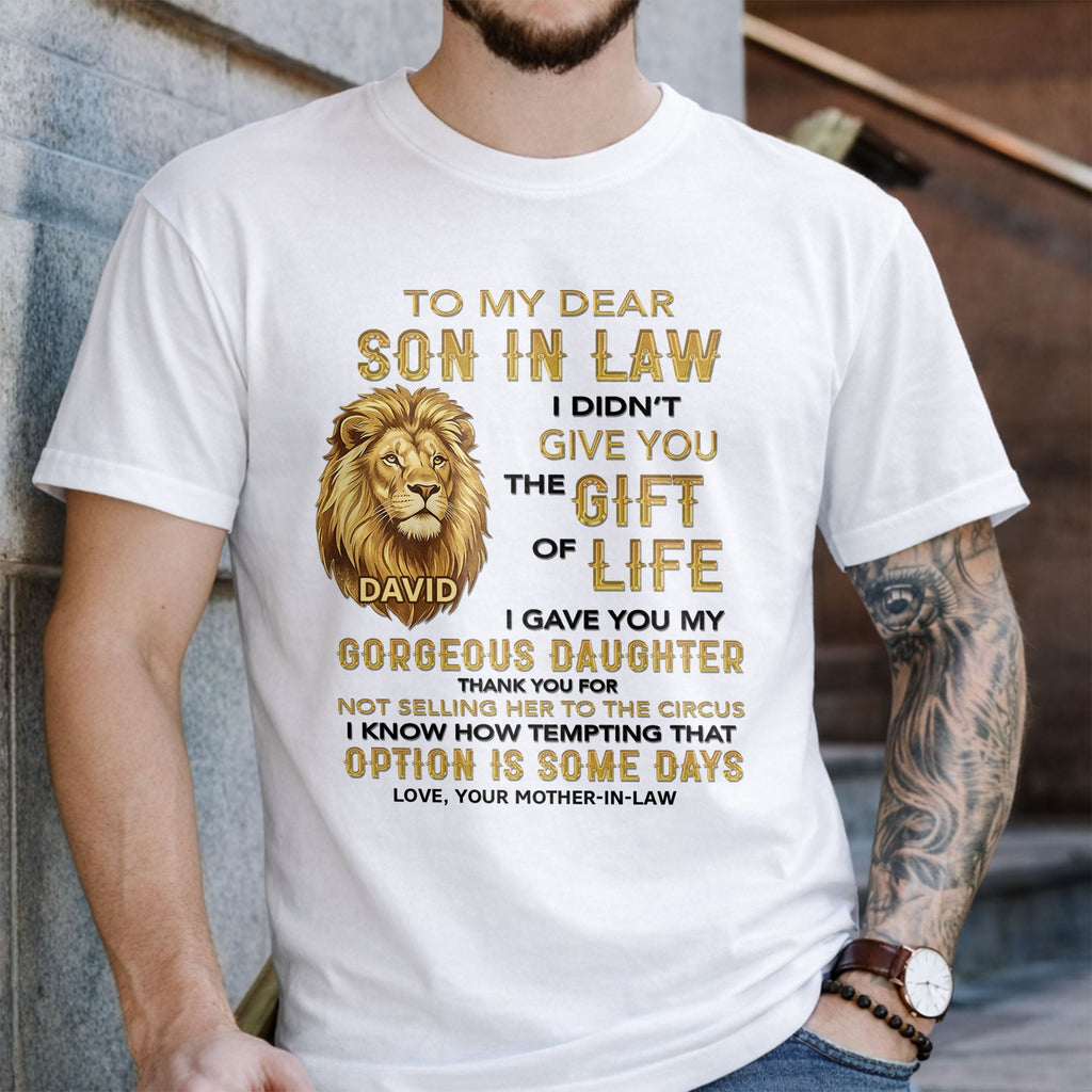 Personalized Lion Portrait Unisex T-shirt Hoodie Gift for Son-in-Law Shirt GradoCreations