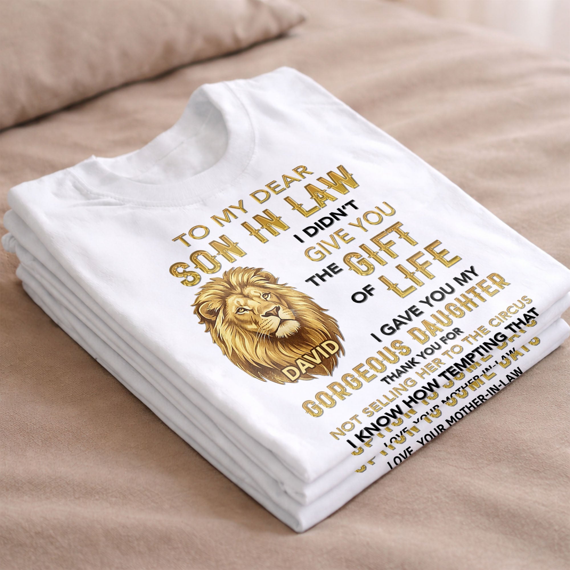 Personalized Lion Portrait Unisex T-shirt Hoodie Gift for Son-in-Law Shirt GradoCreations