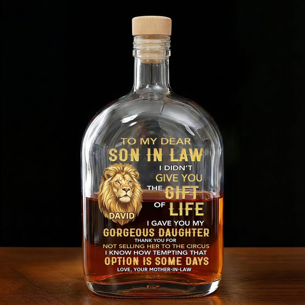 Personalized Whiskey Bottle Custom Name Gift for Son-in-Law Whiskey Bottle GradoCreations