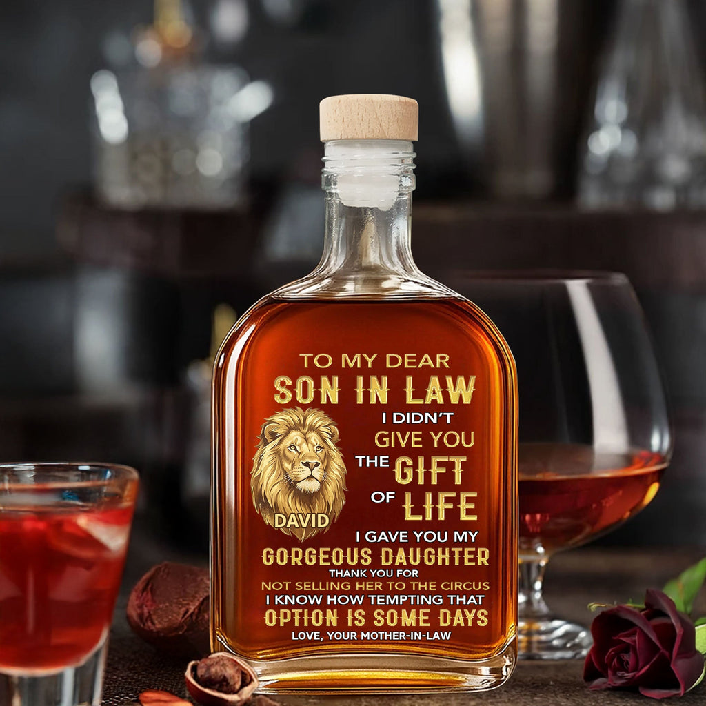 Personalized Whiskey Bottle Custom Name Gift for Son-in-Law Whiskey Bottle GradoCreations