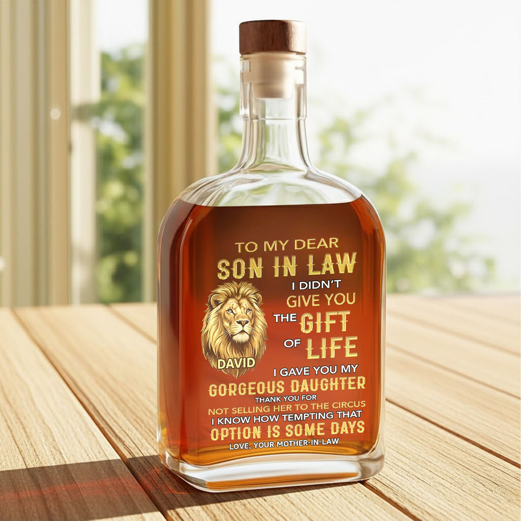 Personalized Whiskey Bottle Custom Name Gift for Son-in-Law Whiskey Bottle GradoCreations