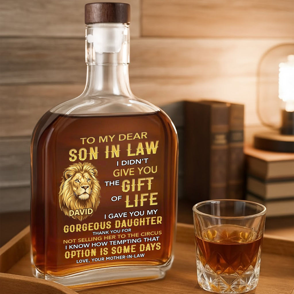Personalized Whiskey Bottle Custom Name Gift for Son-in-Law Whiskey Bottle GradoCreations