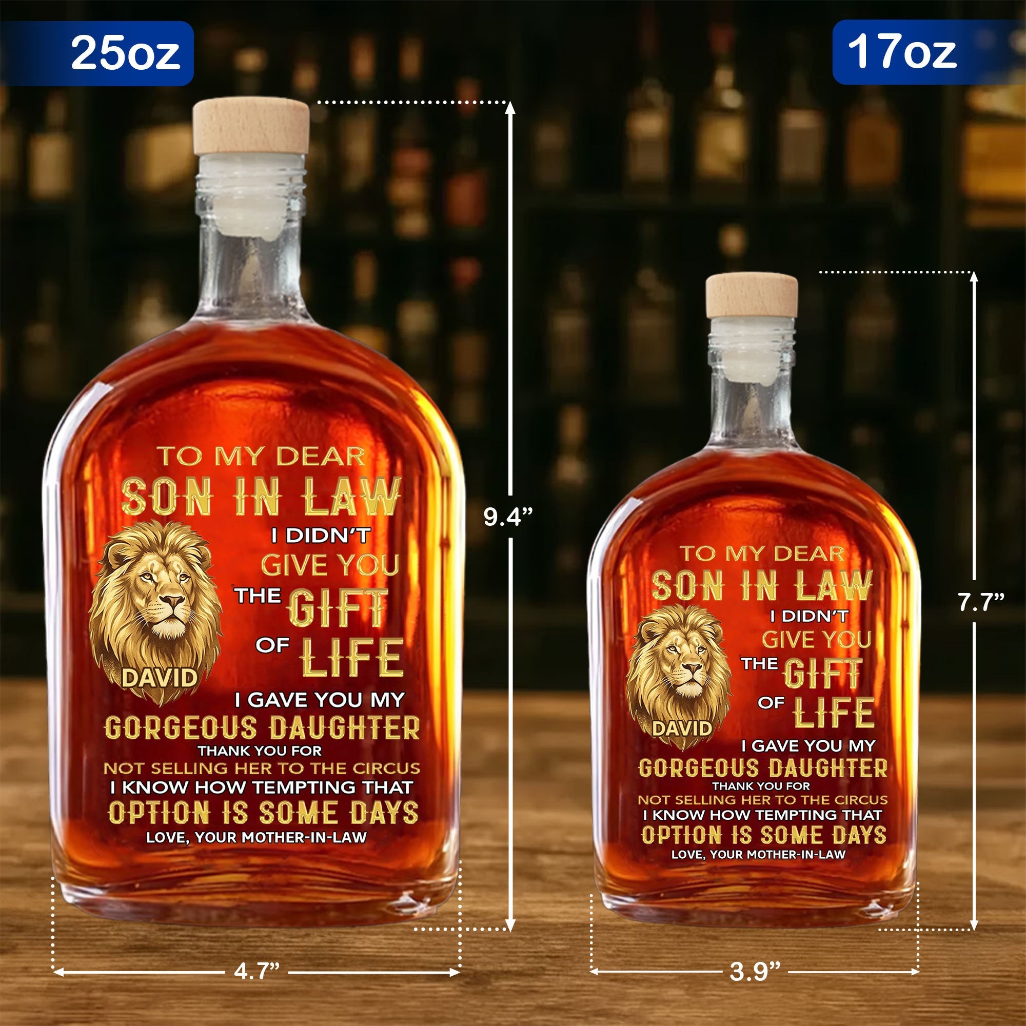 Personalized Whiskey Bottle Custom Name Gift for Son-in-Law Whiskey Bottle GradoCreations