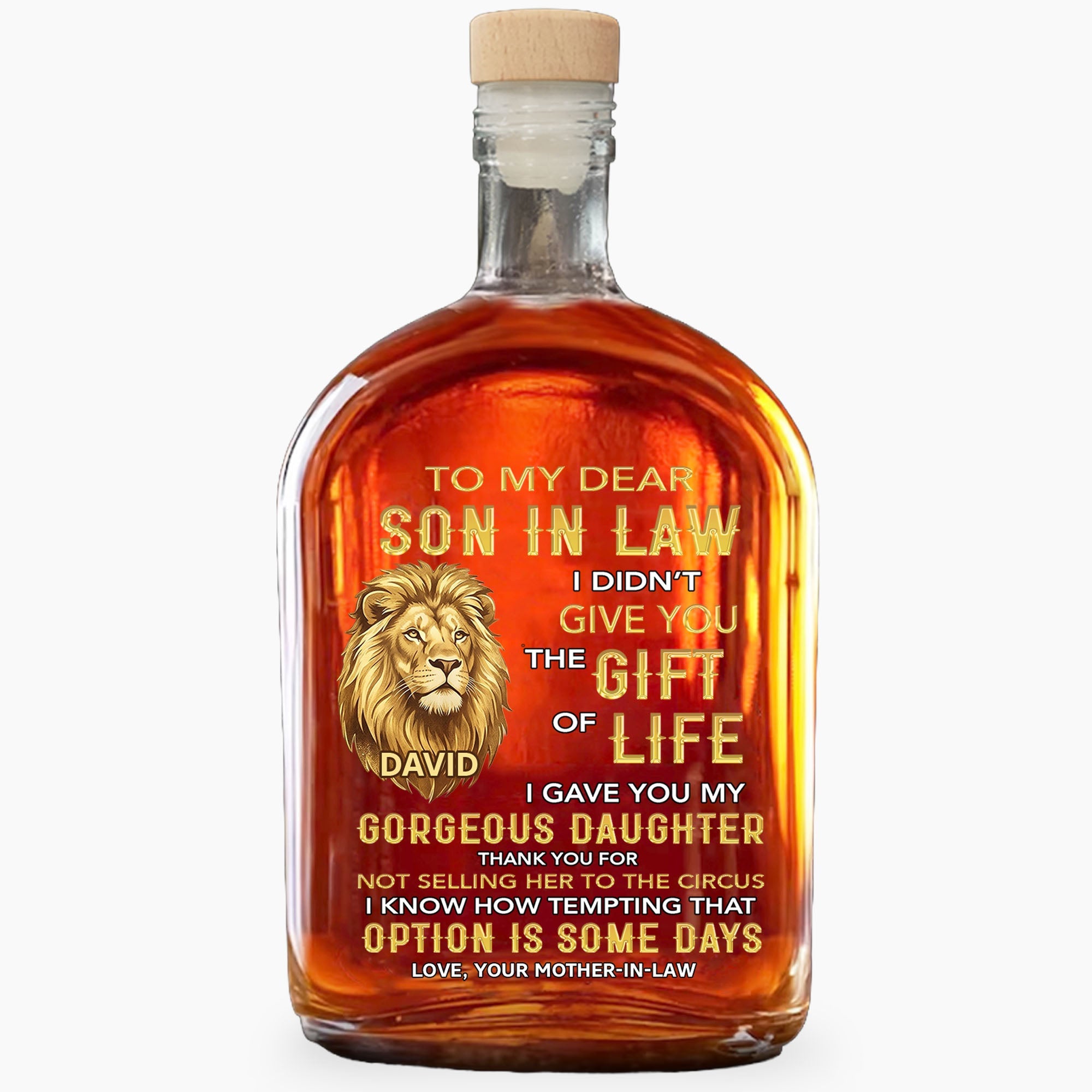 Personalized Whiskey Bottle Custom Name Gift for Son-in-Law Whiskey Bottle GradoCreations