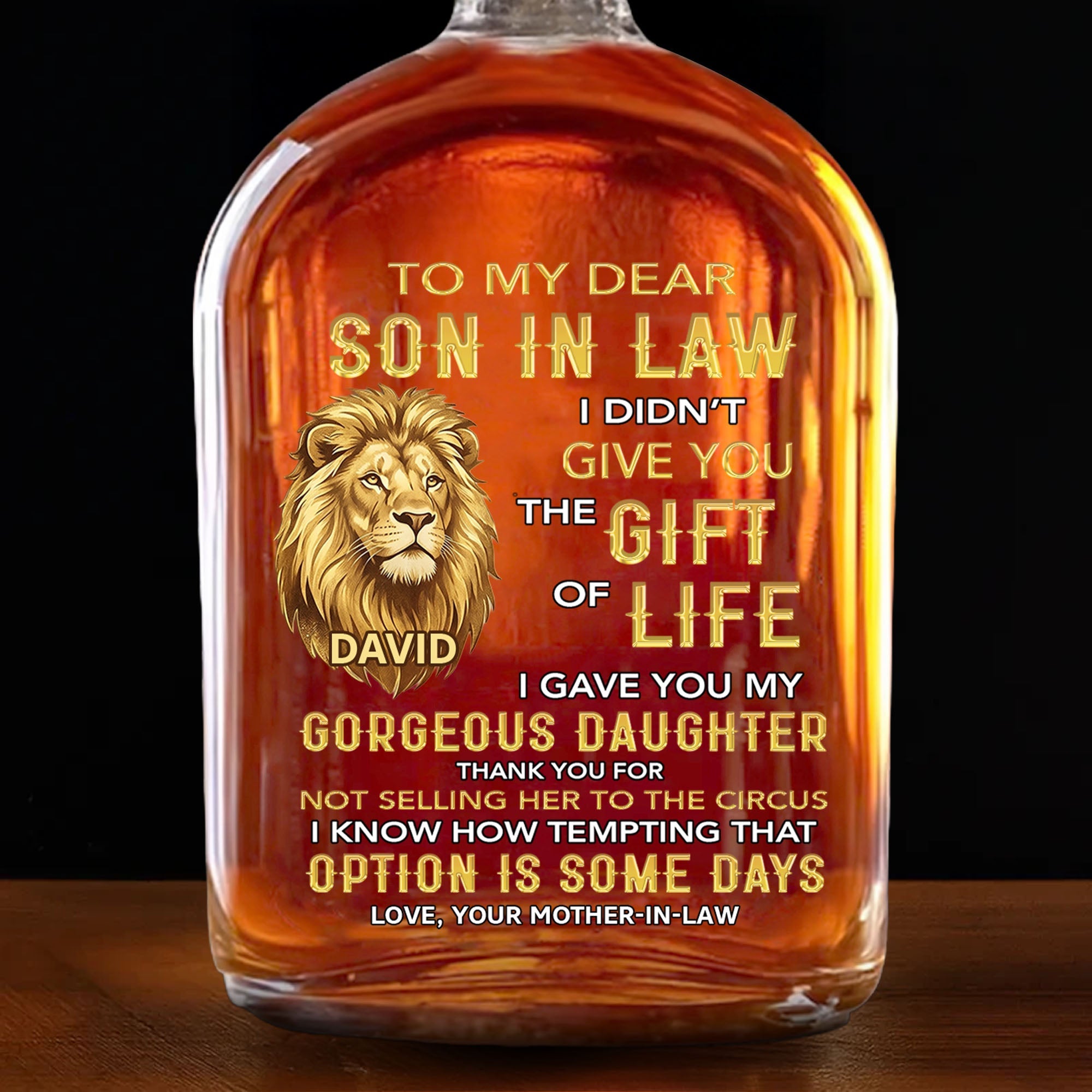 Personalized Whiskey Bottle Custom Name Gift for Son-in-Law Whiskey Bottle GradoCreations