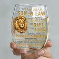 Personalized Stemless Wine Glass Custom Name Gift for Son-in-Law Wine Glasses GradoCreations