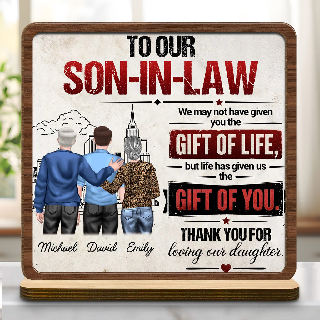 Personalized Custom Wood Plaque Gift for Son-in-Law with City Skyline Wood Plaque GradoCreations