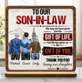 Personalized Custom Wood Plaque Gift for Son-in-Law with City Skyline Wood Plaque GradoCreations