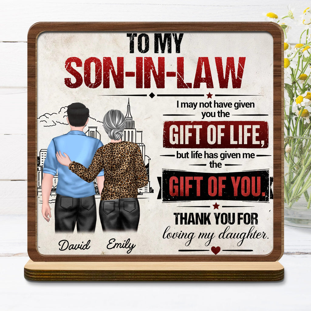 Personalized Custom Wood Plaque Gift for Son-in-Law with City Skyline Wood Plaque GradoCreations