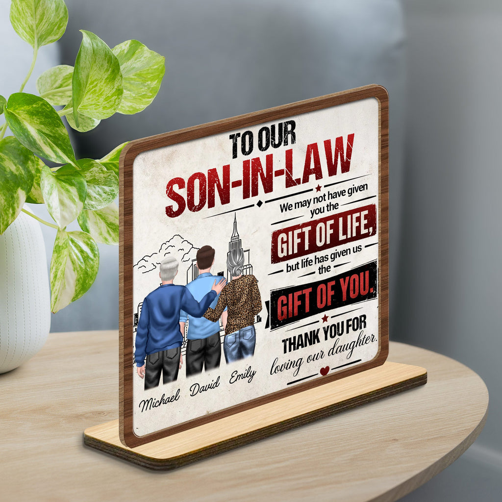 Personalized Custom Wood Plaque Gift for Son-in-Law with City Skyline Wood Plaque GradoCreations