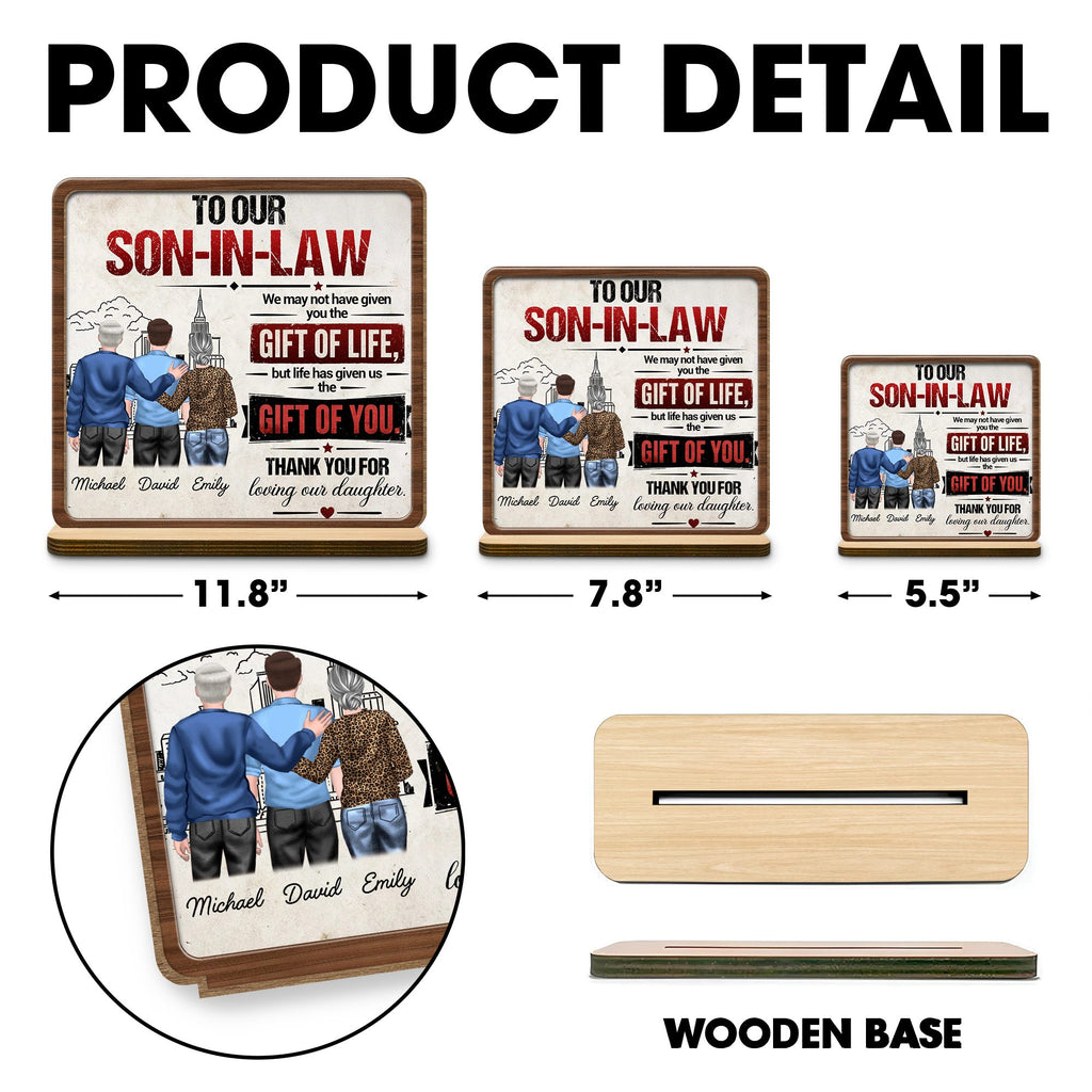 Personalized Custom Wood Plaque Gift for Son-in-Law with City Skyline Wood Plaque GradoCreations