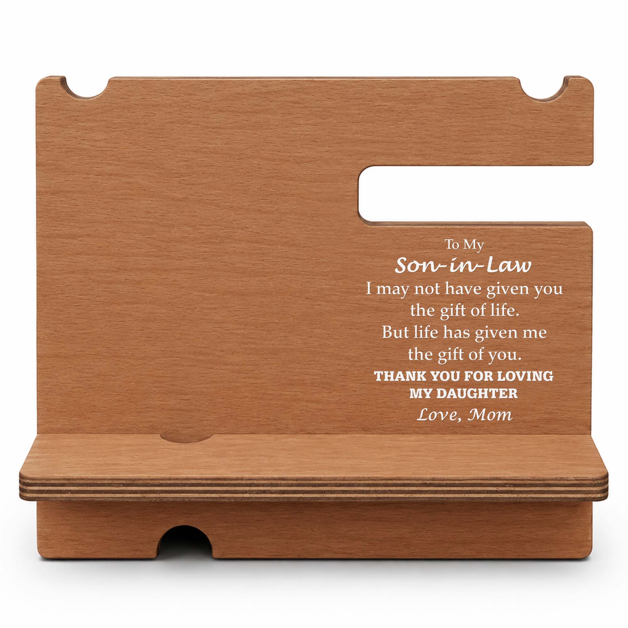 Personalized Wooden Phone Docking Station Gift for Son-in-Law Wood Phone Docking Station GradoCreations