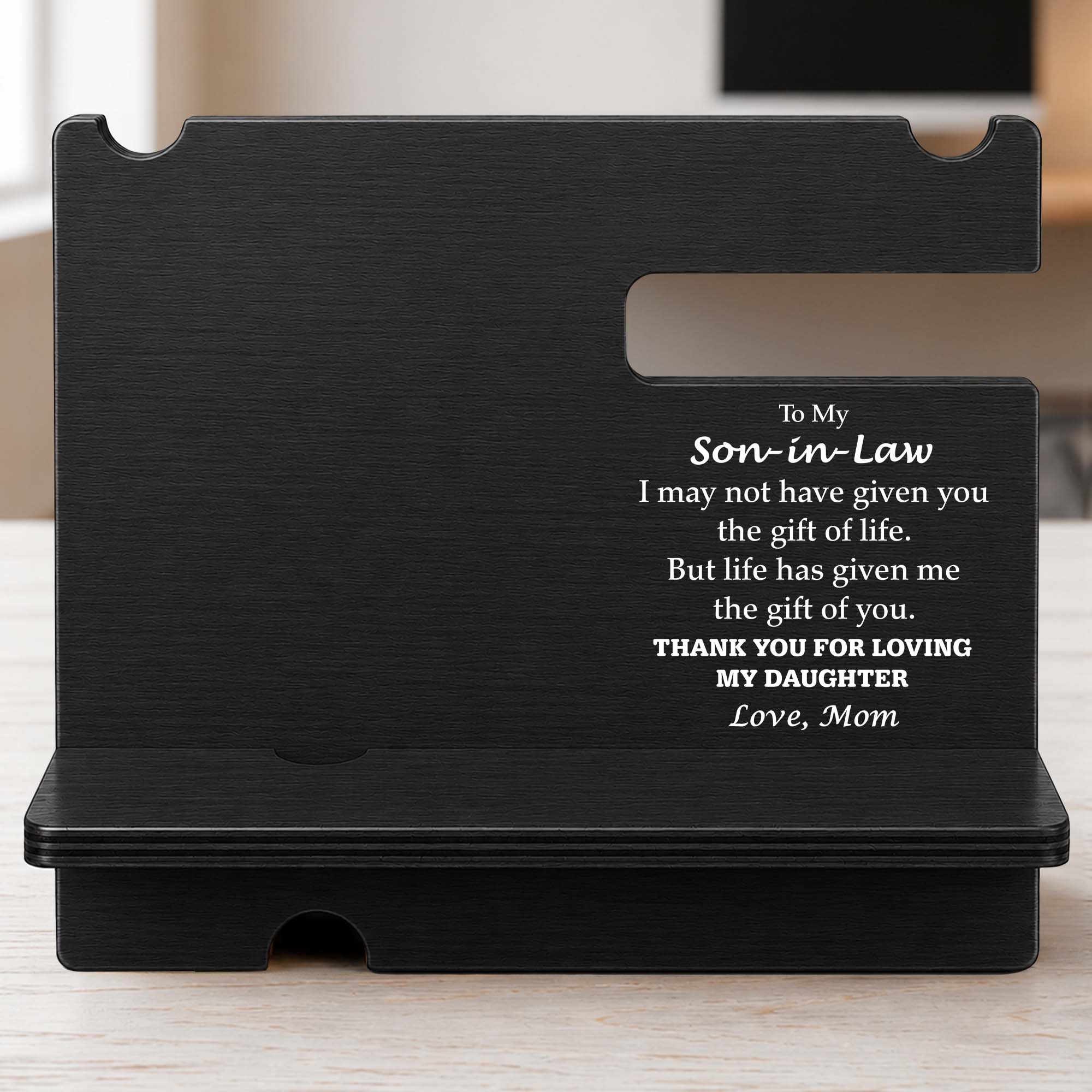 Personalized Wooden Phone Docking Station Gift for Son-in-Law Wood Phone Docking Station GradoCreations