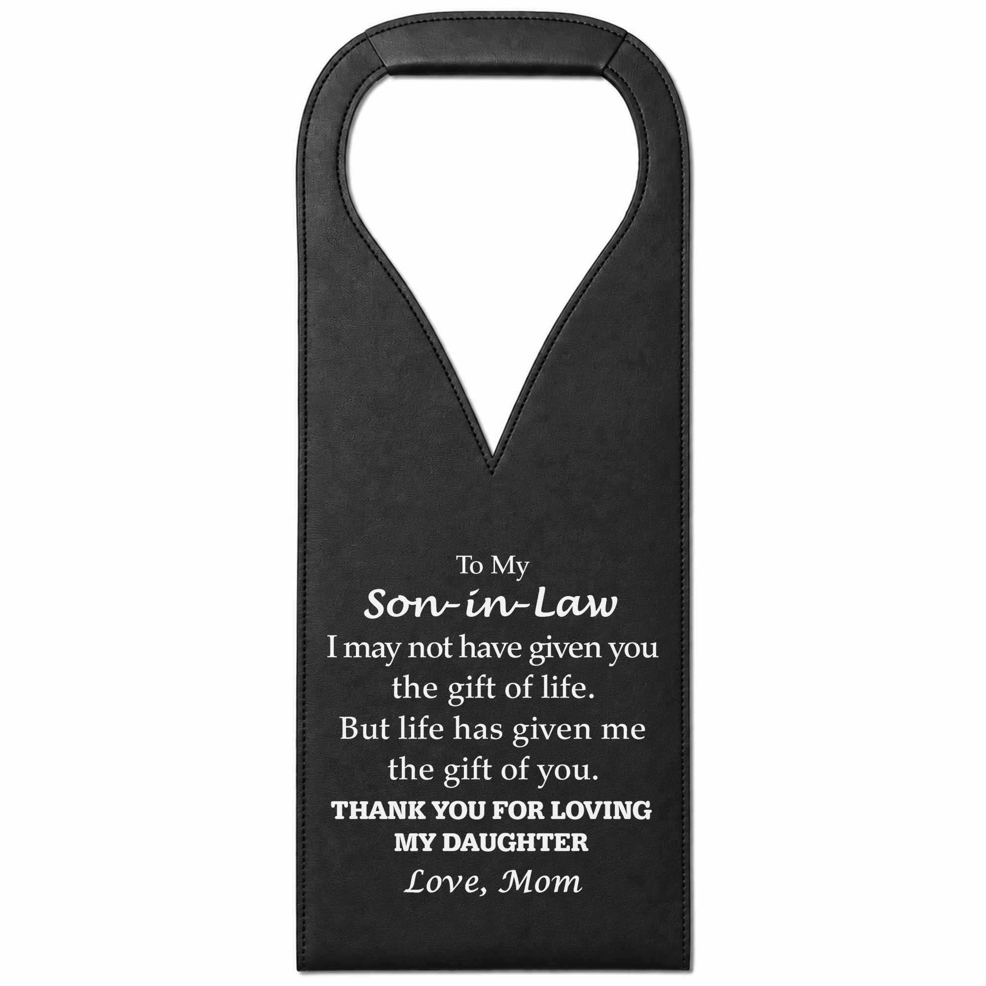 Personalized Leather Wine Bag Custom Design Gift for Son-in-Law Leather Wine Bag GradoCreations