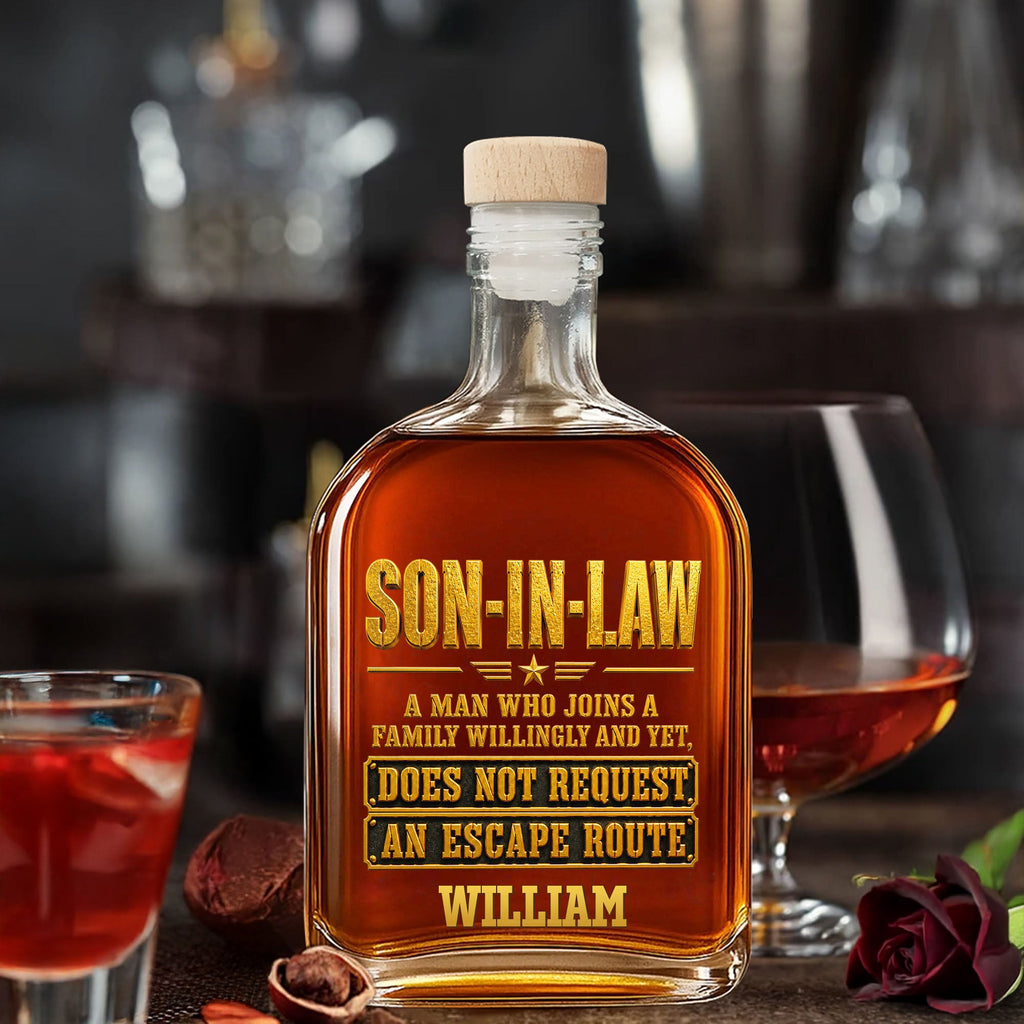 Personalized Whiskey Bottle Custom Name Gift for Son-in-Law Whiskey Bottle GradoCreations