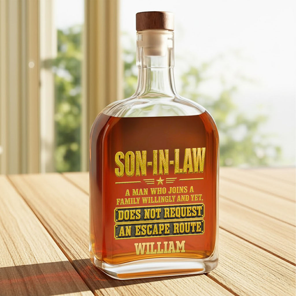 Personalized Whiskey Bottle Custom Name Gift for Son-in-Law Whiskey Bottle GradoCreations