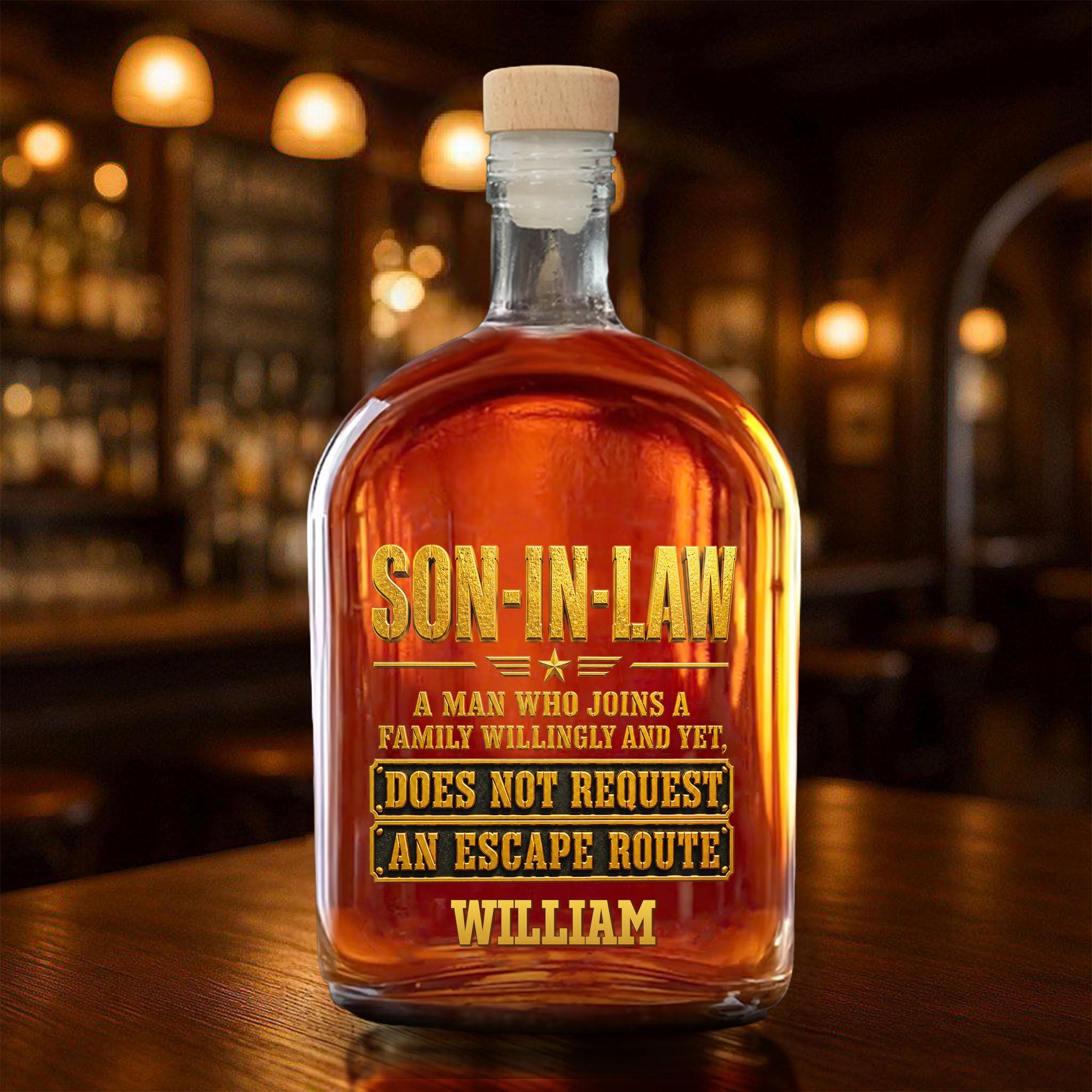 Personalized Whiskey Bottle Custom Name Gift for Son-in-Law Whiskey Bottle GradoCreations