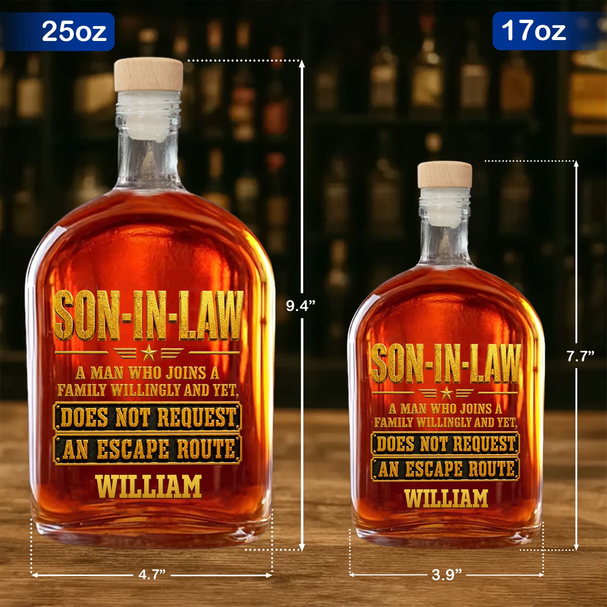 Personalized Whiskey Bottle Custom Name Gift for Son-in-Law Whiskey Bottle GradoCreations