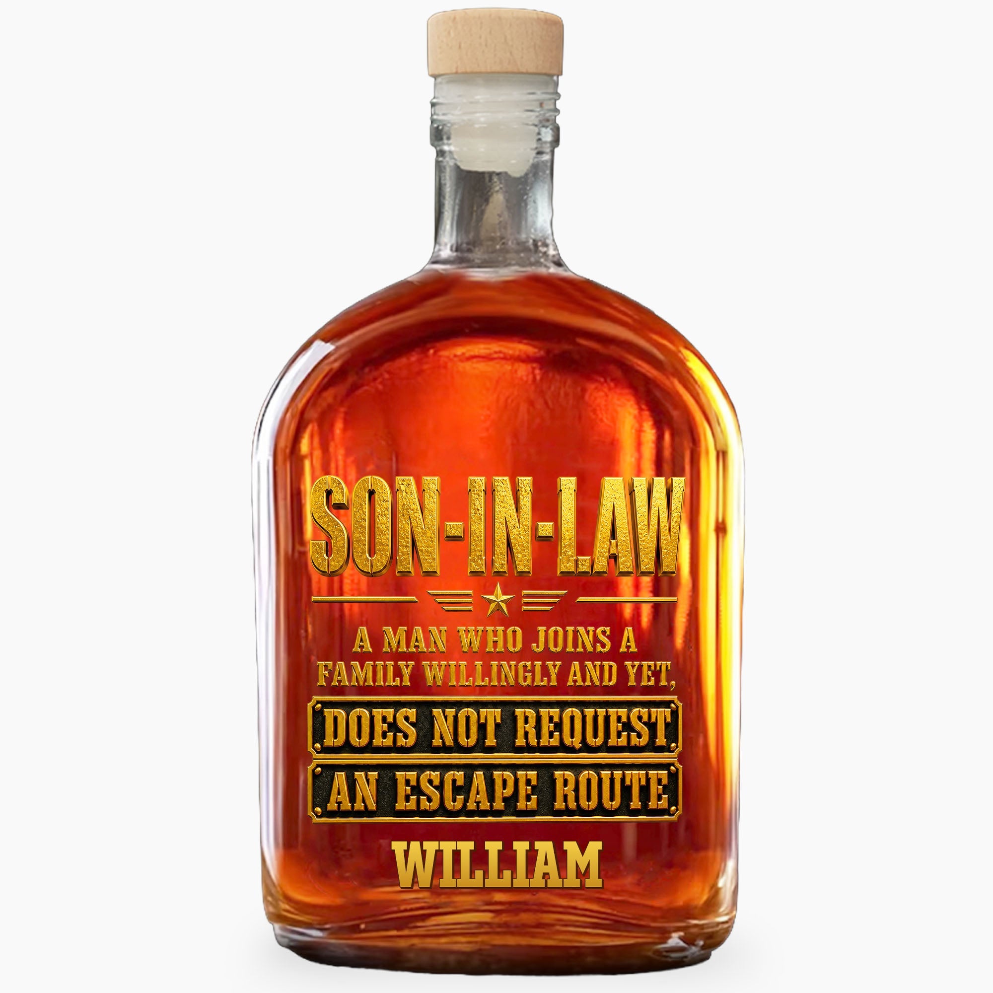Personalized Whiskey Bottle Custom Name Gift for Son-in-Law Whiskey Bottle GradoCreations