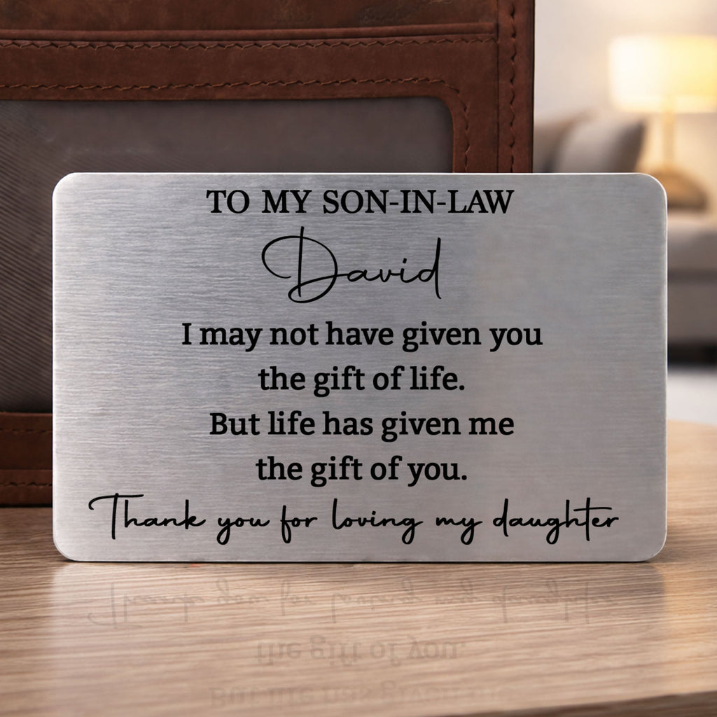 Personalized Aluminum Wallet Card Custom Message Gift for Son-in-Law Wallet Card GradoCreations