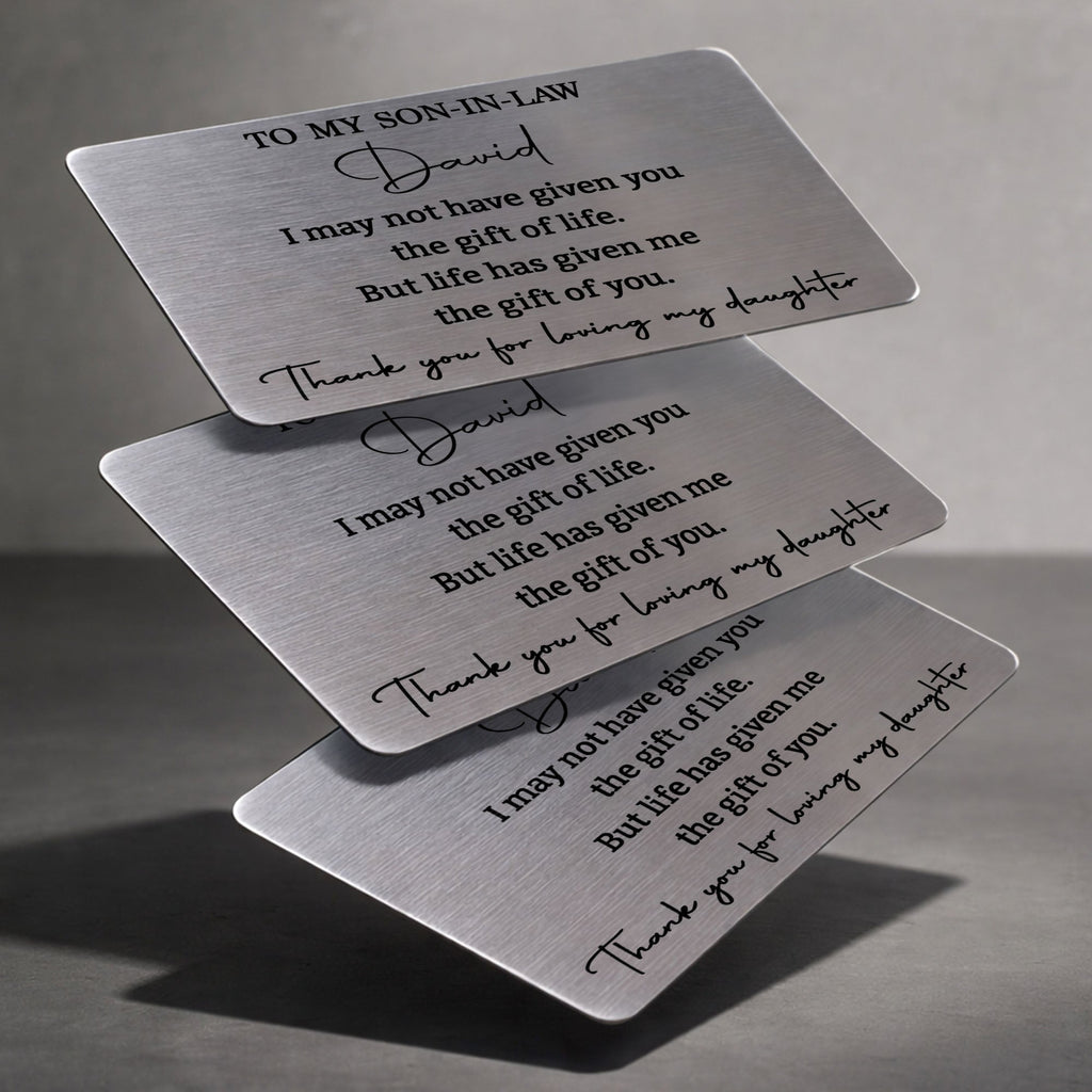 Personalized Aluminum Wallet Card Custom Message Gift for Son-in-Law Wallet Card GradoCreations