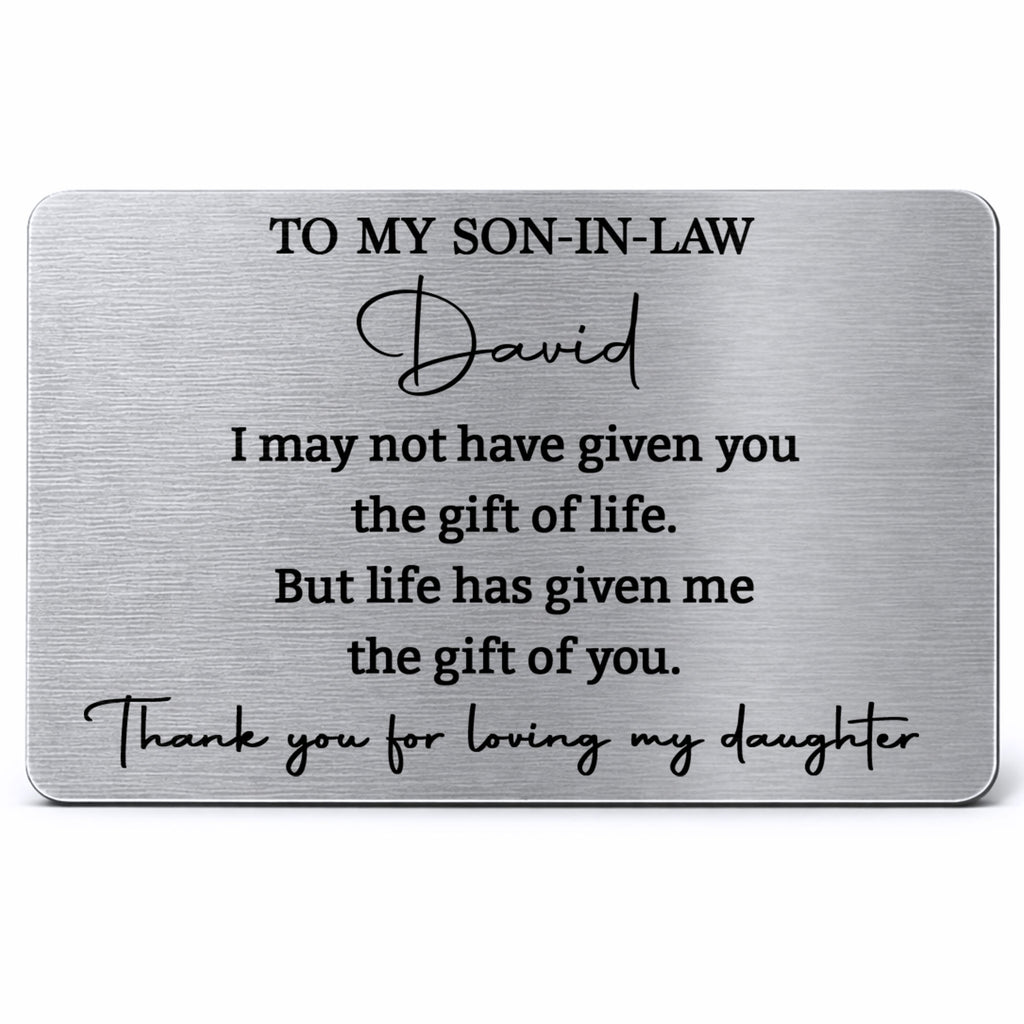 Personalized Aluminum Wallet Card Custom Message Gift for Son-in-Law Wallet Card GradoCreations