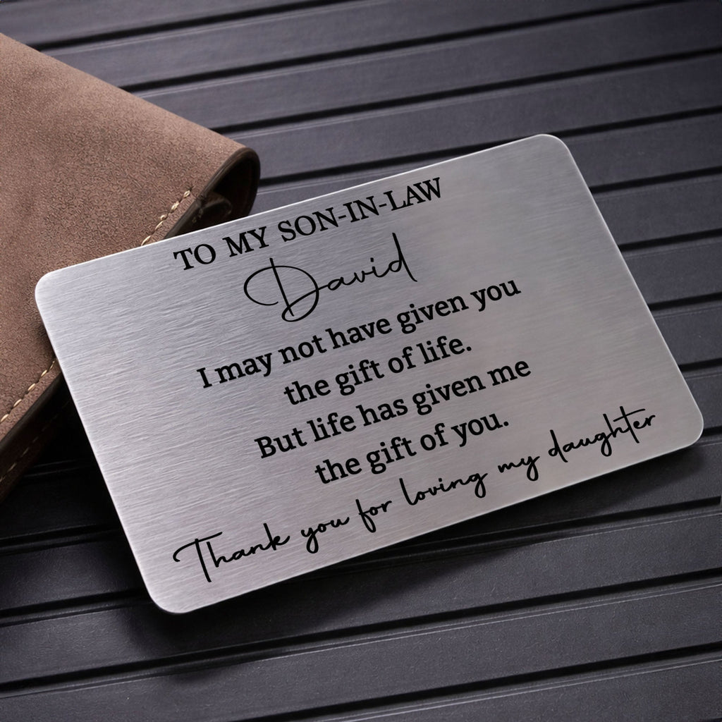 Personalized Aluminum Wallet Card Custom Message Gift for Son-in-Law Wallet Card GradoCreations