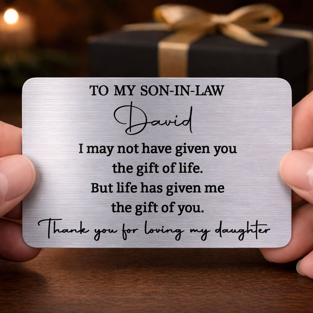 Personalized Aluminum Wallet Card Custom Message Gift for Son-in-Law Wallet Card GradoCreations