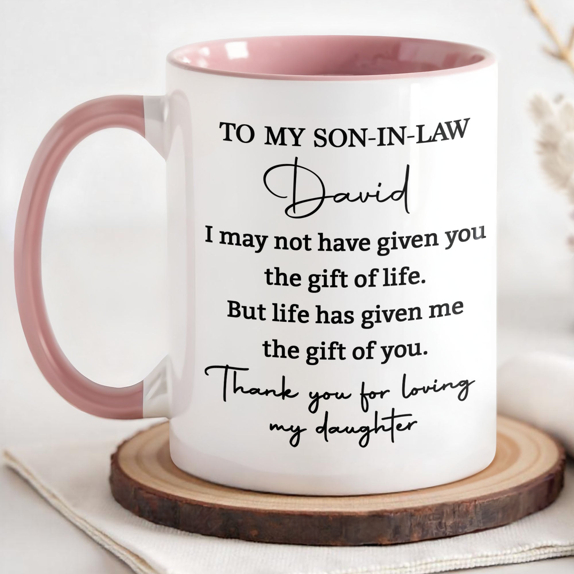 Personalized Accent Mug Custom Gift for Son-In-Law Coffee Accent Mug GradoCreations
