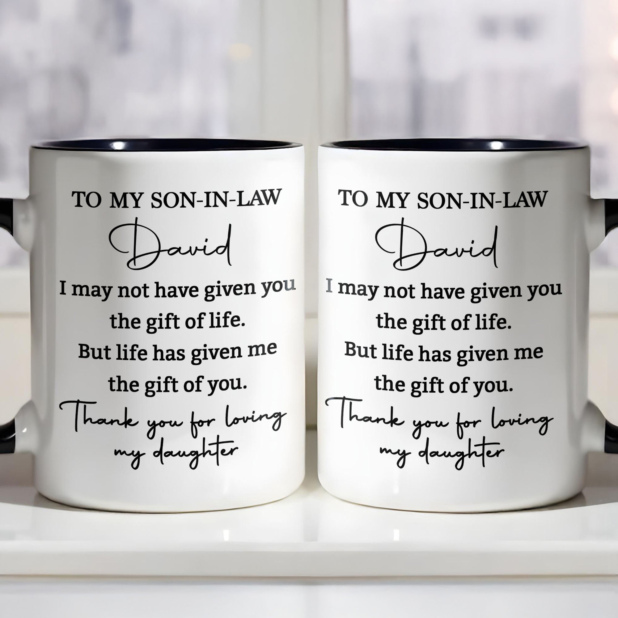 Personalized Accent Mug Custom Gift for Son-In-Law Coffee Accent Mug GradoCreations