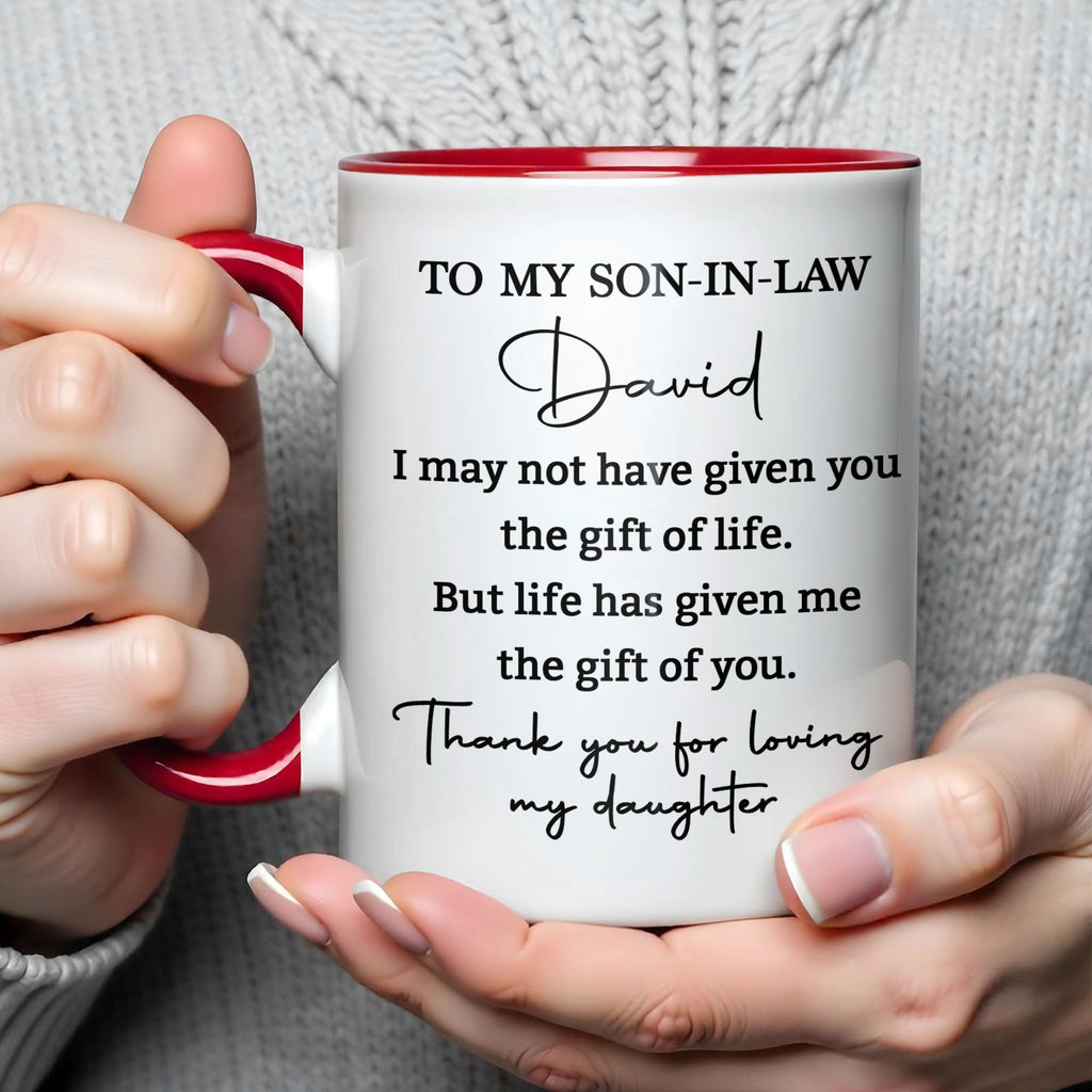 Personalized Accent Mug Custom Gift for Son-In-Law Coffee Accent Mug GradoCreations