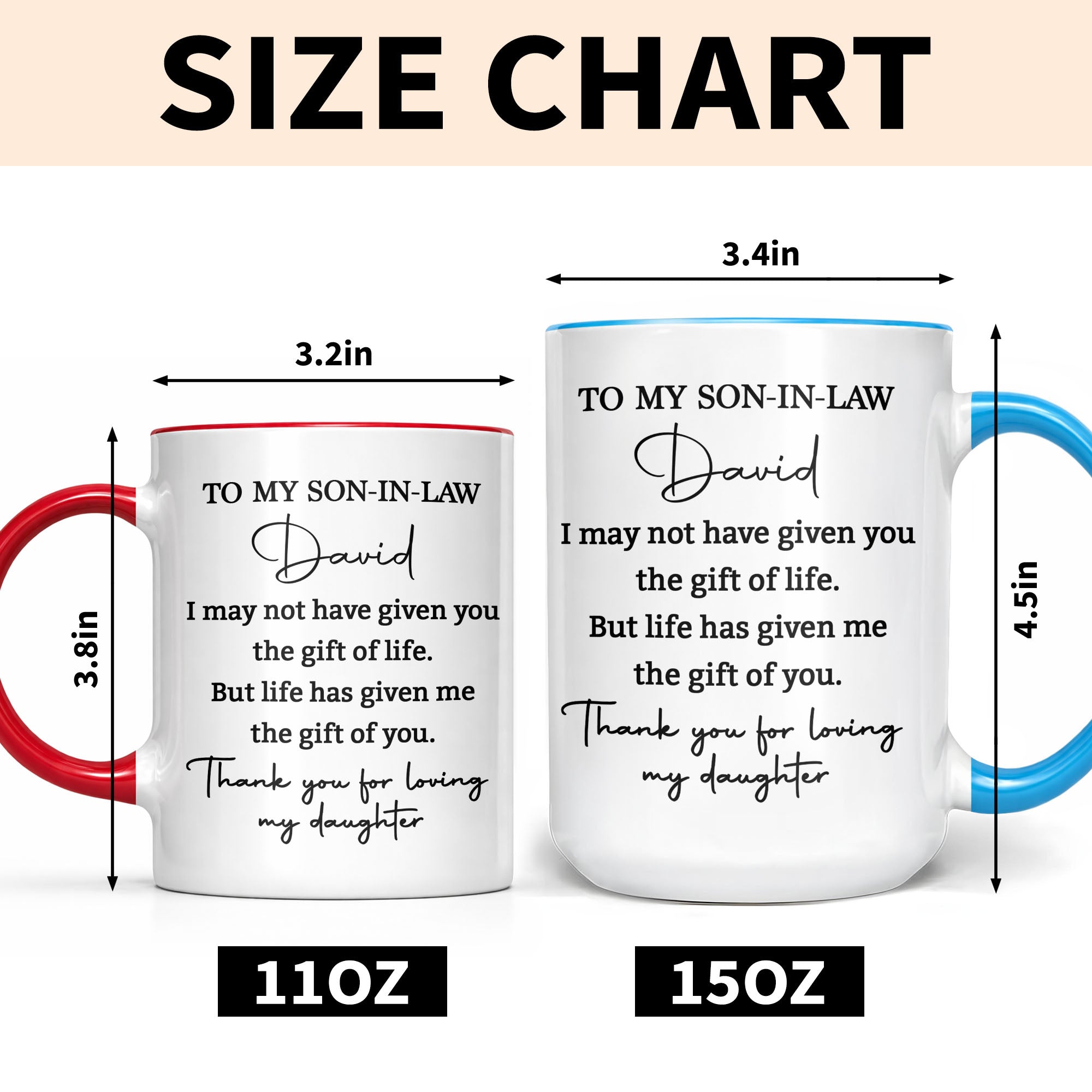 Personalized Accent Mug Custom Gift for Son-In-Law Coffee Accent Mug GradoCreations
